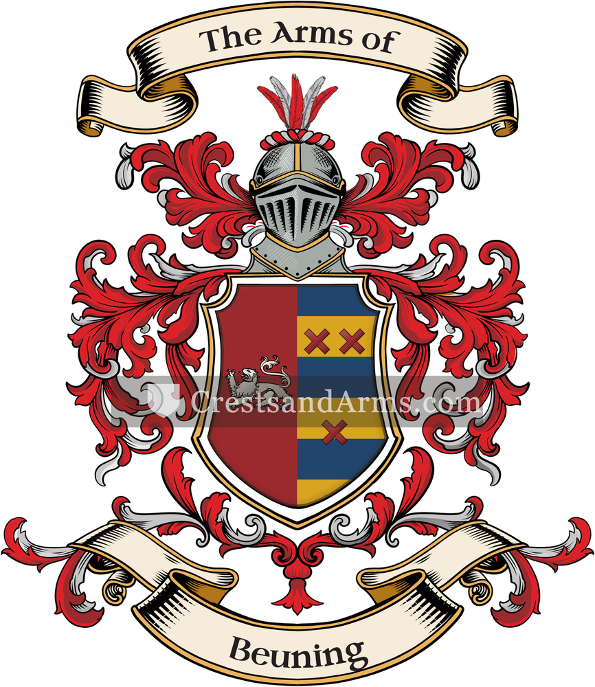 The Beuning coat of arms, drawn from the recorded blazon