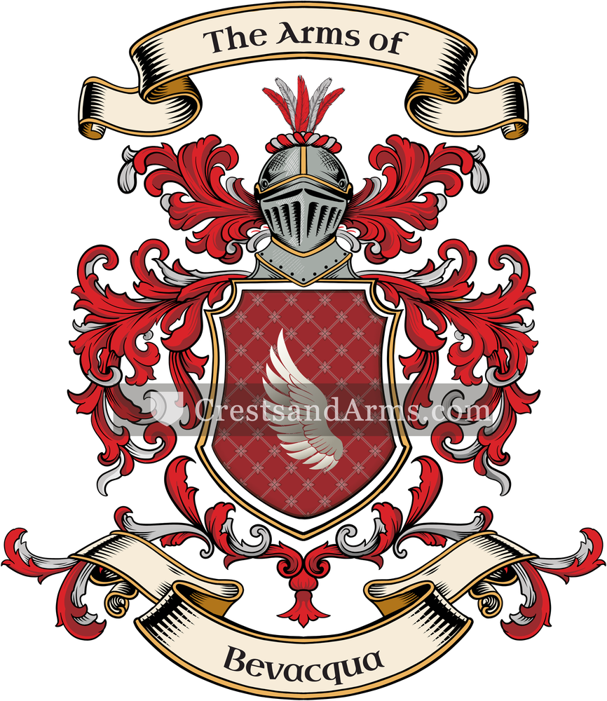 The Bevacqua coat of arms, drawn from the recorded blazon