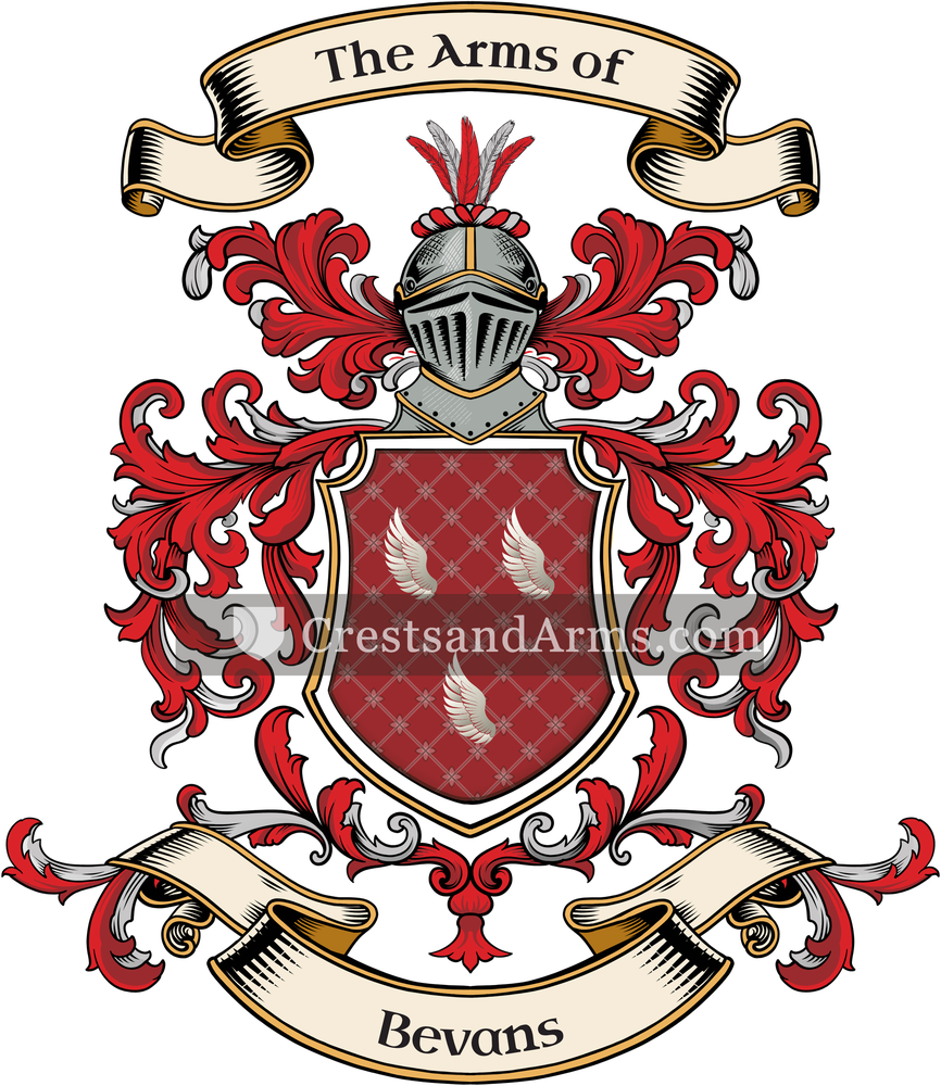 The Bevans coat of arms, drawn from the recorded blazon
