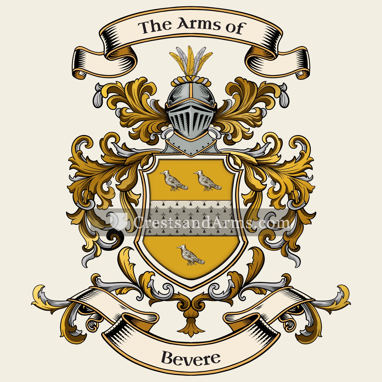 The Bevere coat of arms, drawn from the recorded blazon