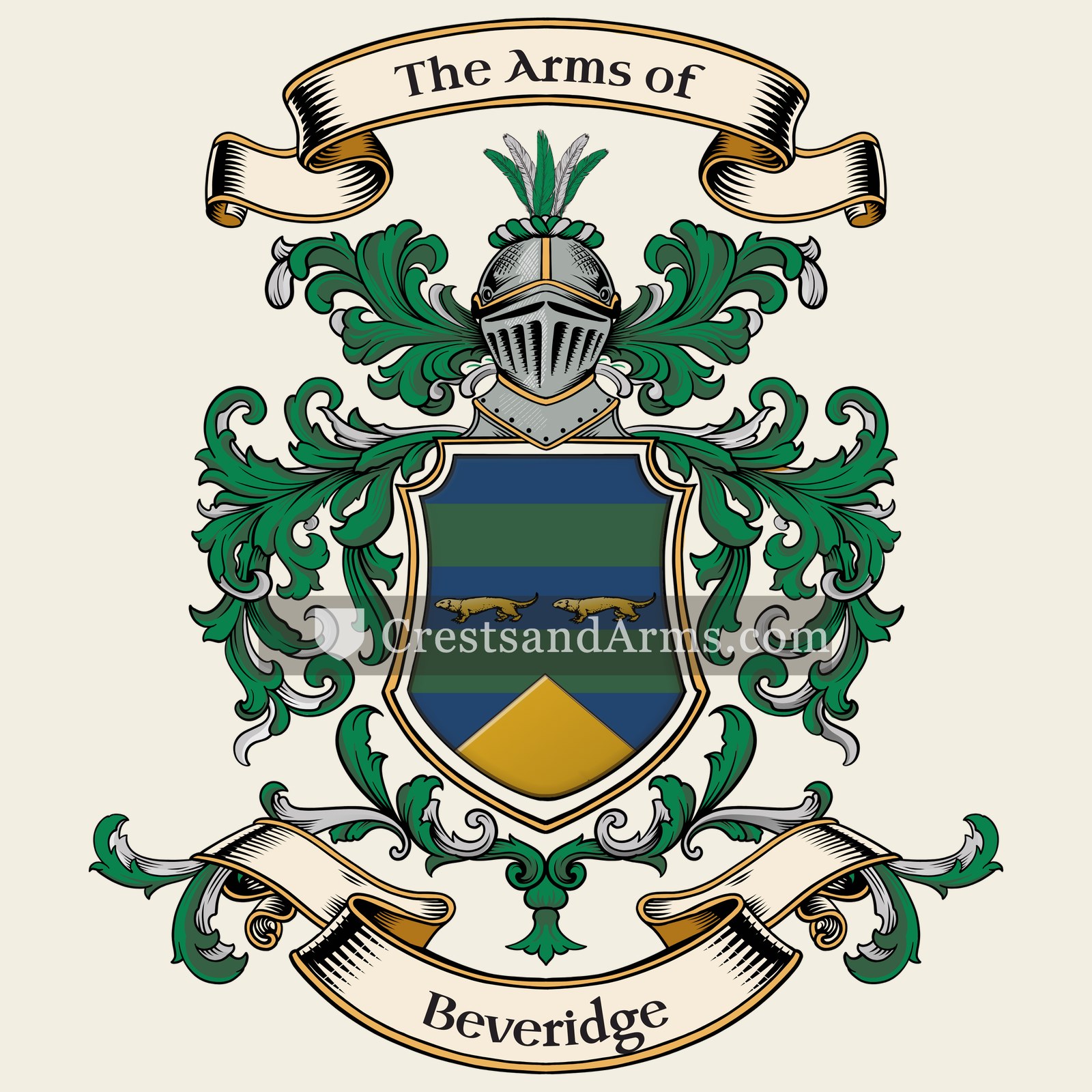 The Beveridge coat of arms, drawn from the recorded blazon