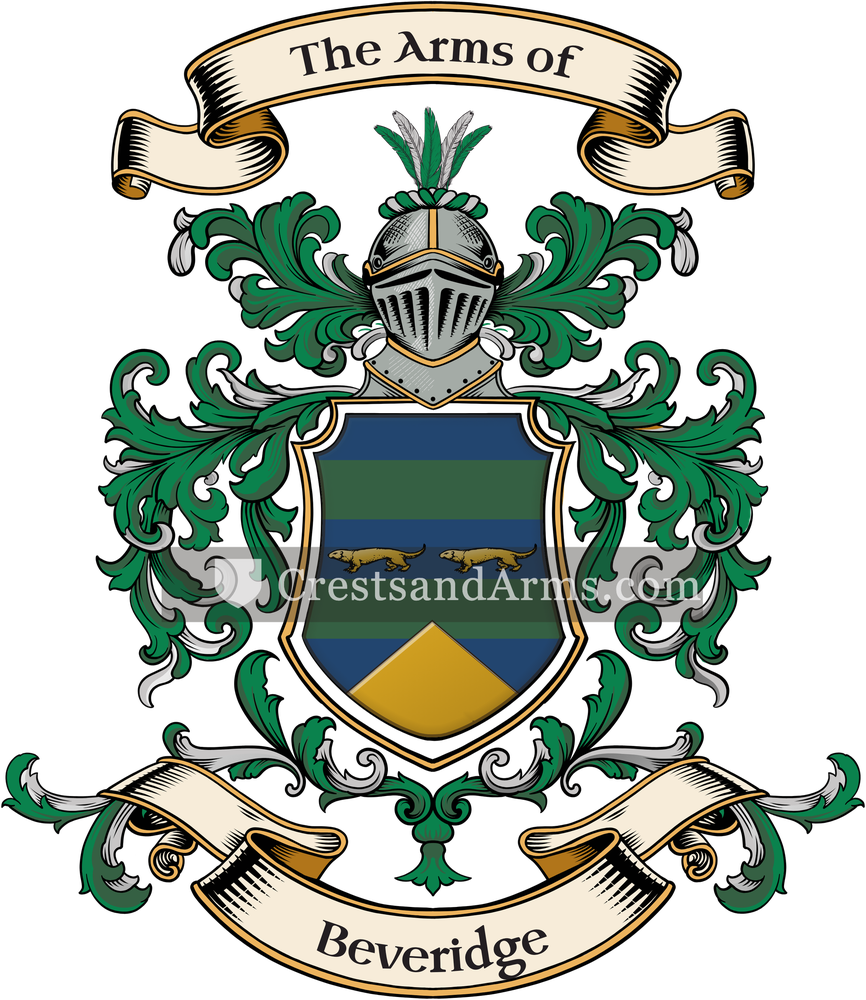 The Beveridge coat of arms, drawn from the recorded blazon