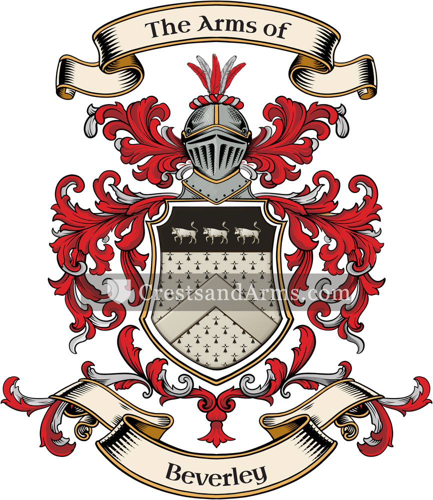The Beverley coat of arms, drawn from the recorded blazon