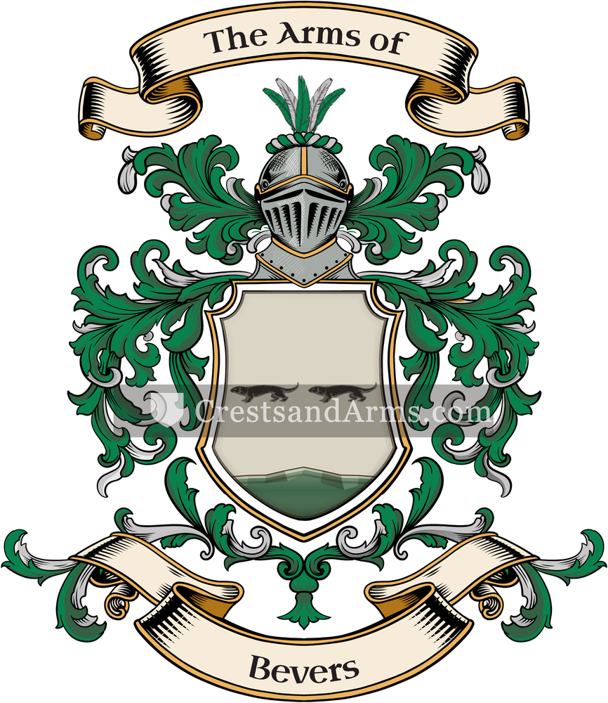 The Bevers coat of arms, drawn from the recorded blazon