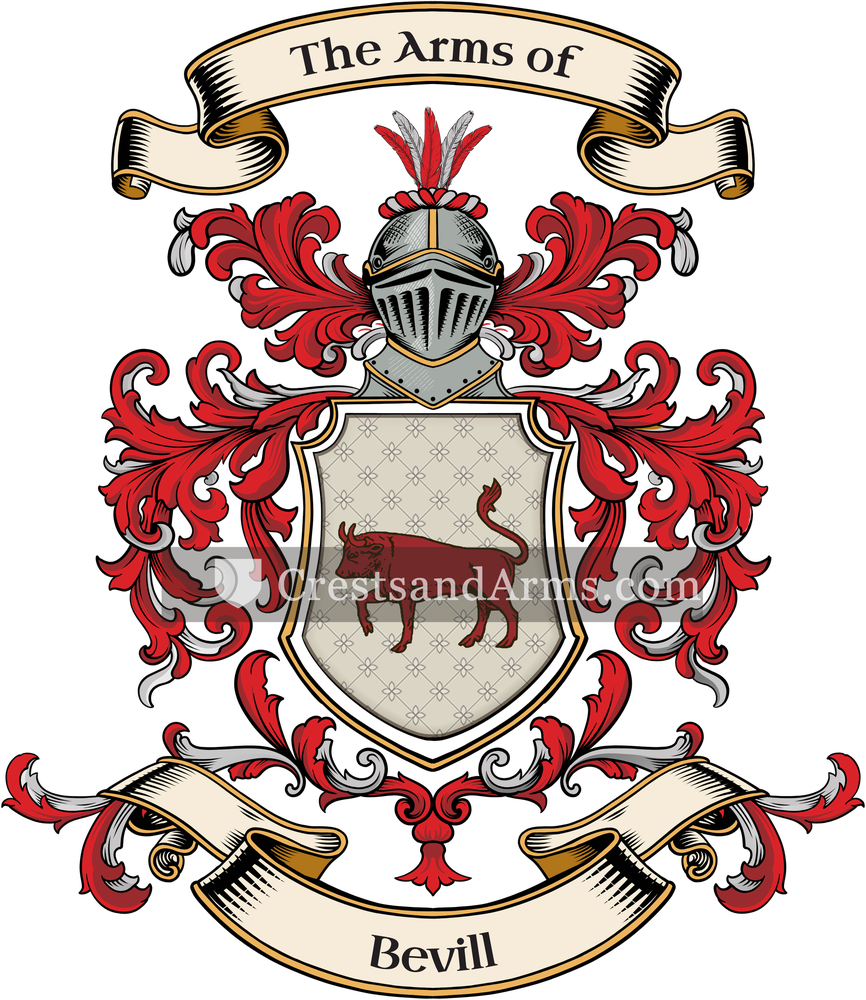 The Bevill coat of arms, drawn from the recorded blazon