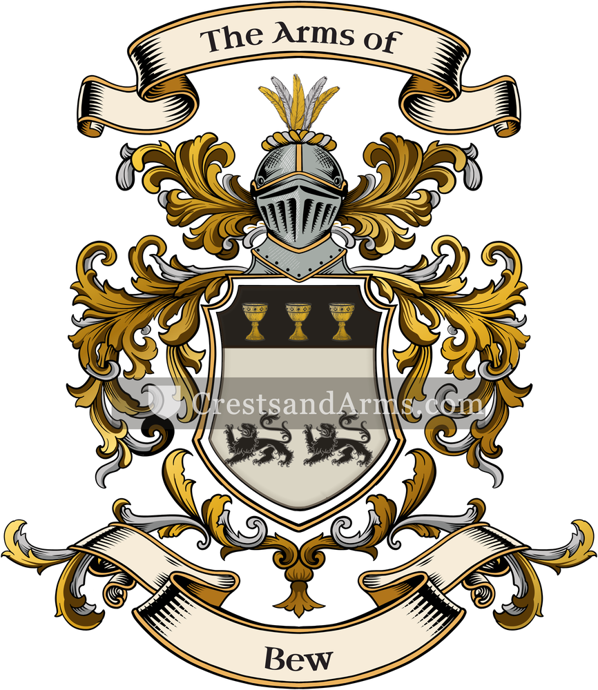 The Bew coat of arms, drawn from the recorded blazon