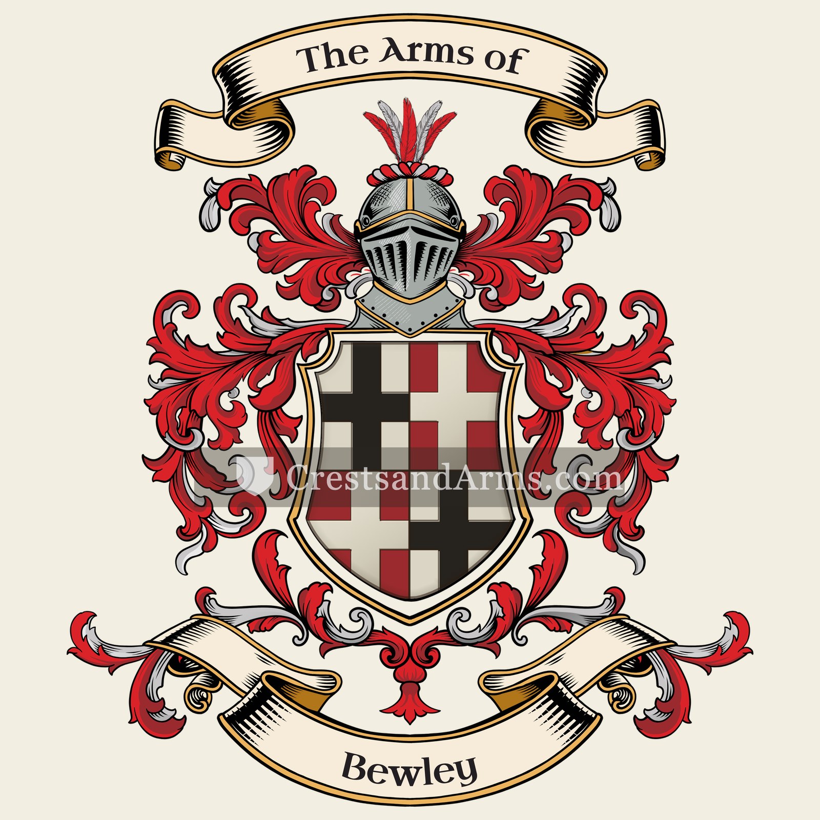 The Bewley coat of arms, drawn from the recorded blazon