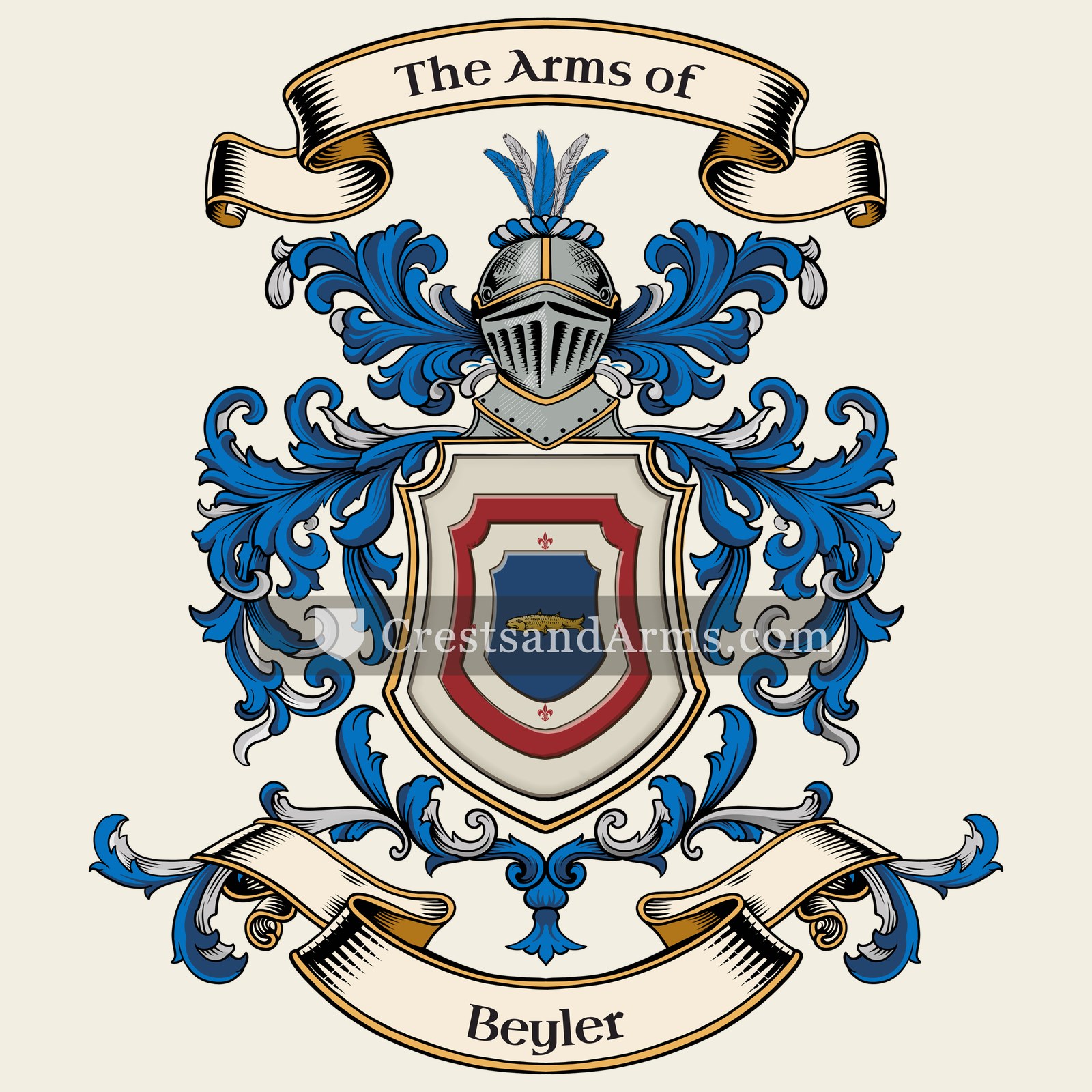 The Beyler coat of arms, drawn from the recorded blazon