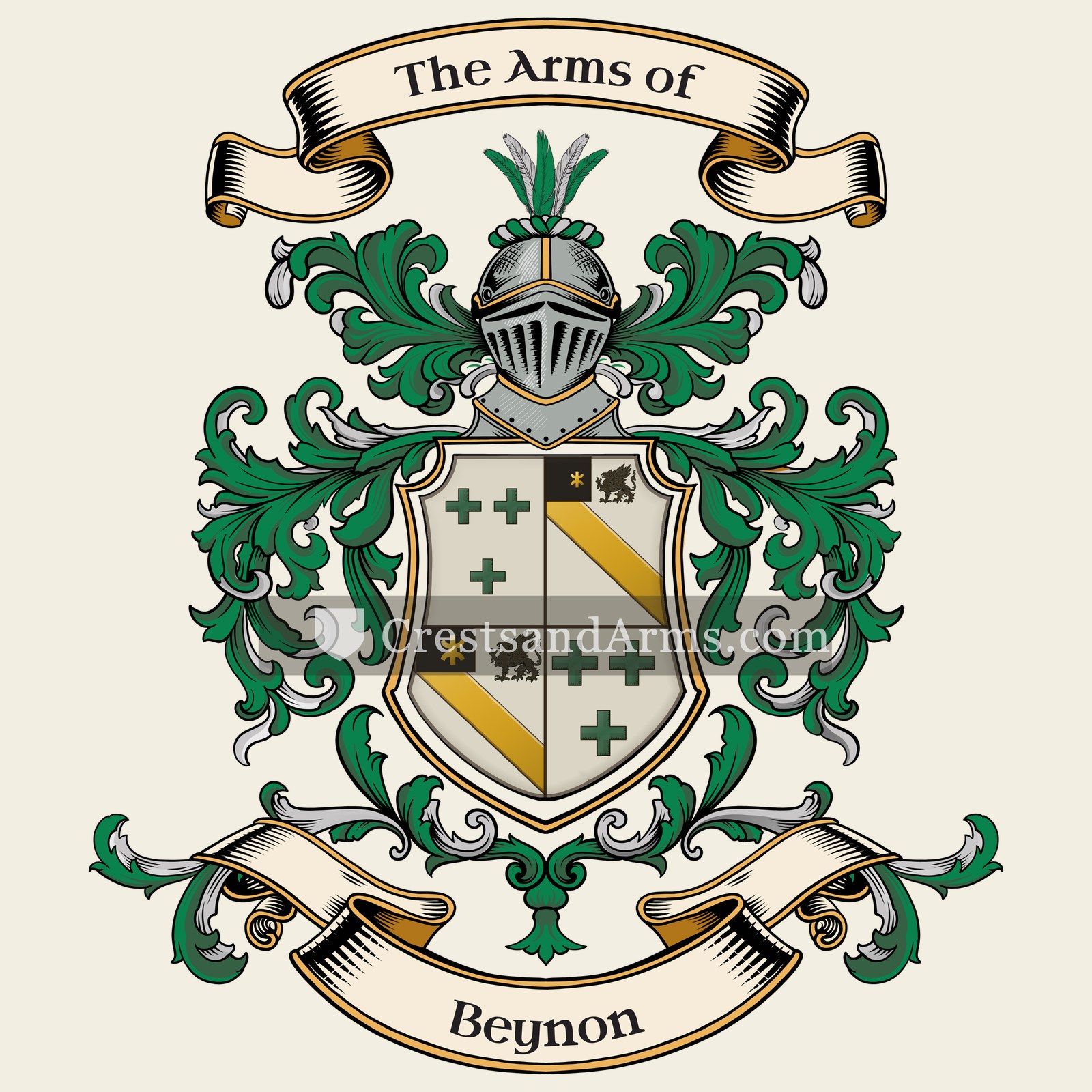 The Beynon coat of arms, drawn from the recorded blazon