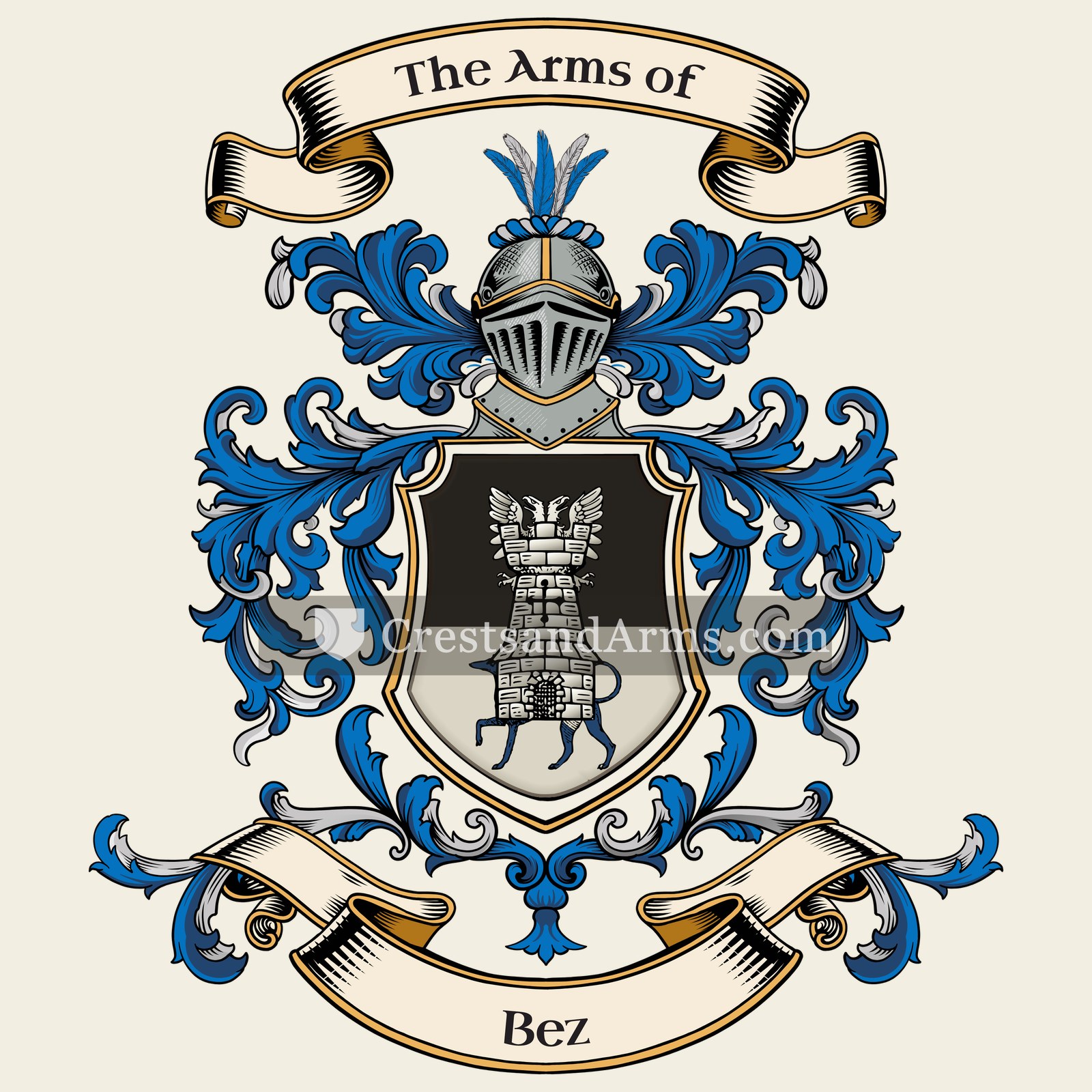 The Bez coat of arms, drawn from the recorded blazon