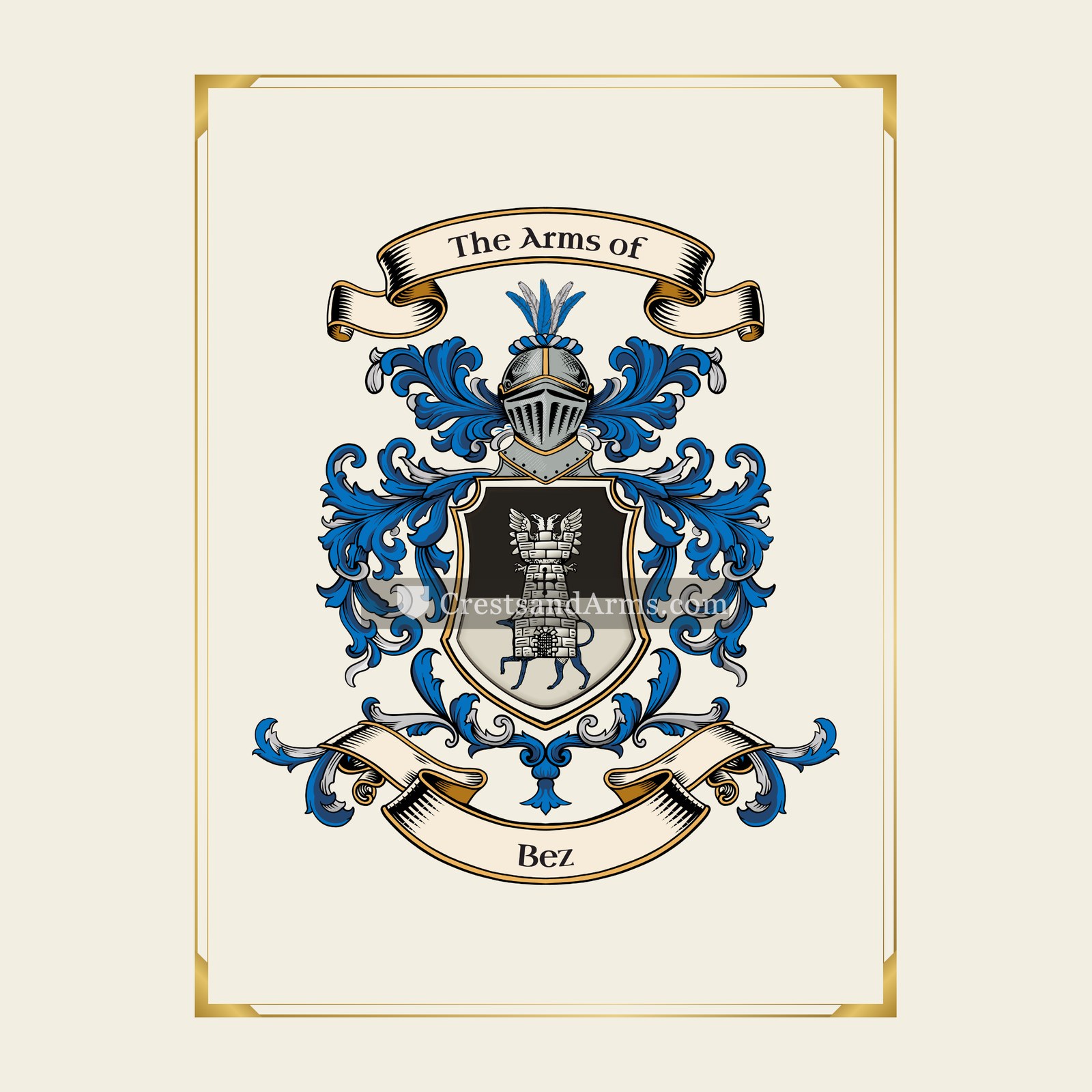 With gold border