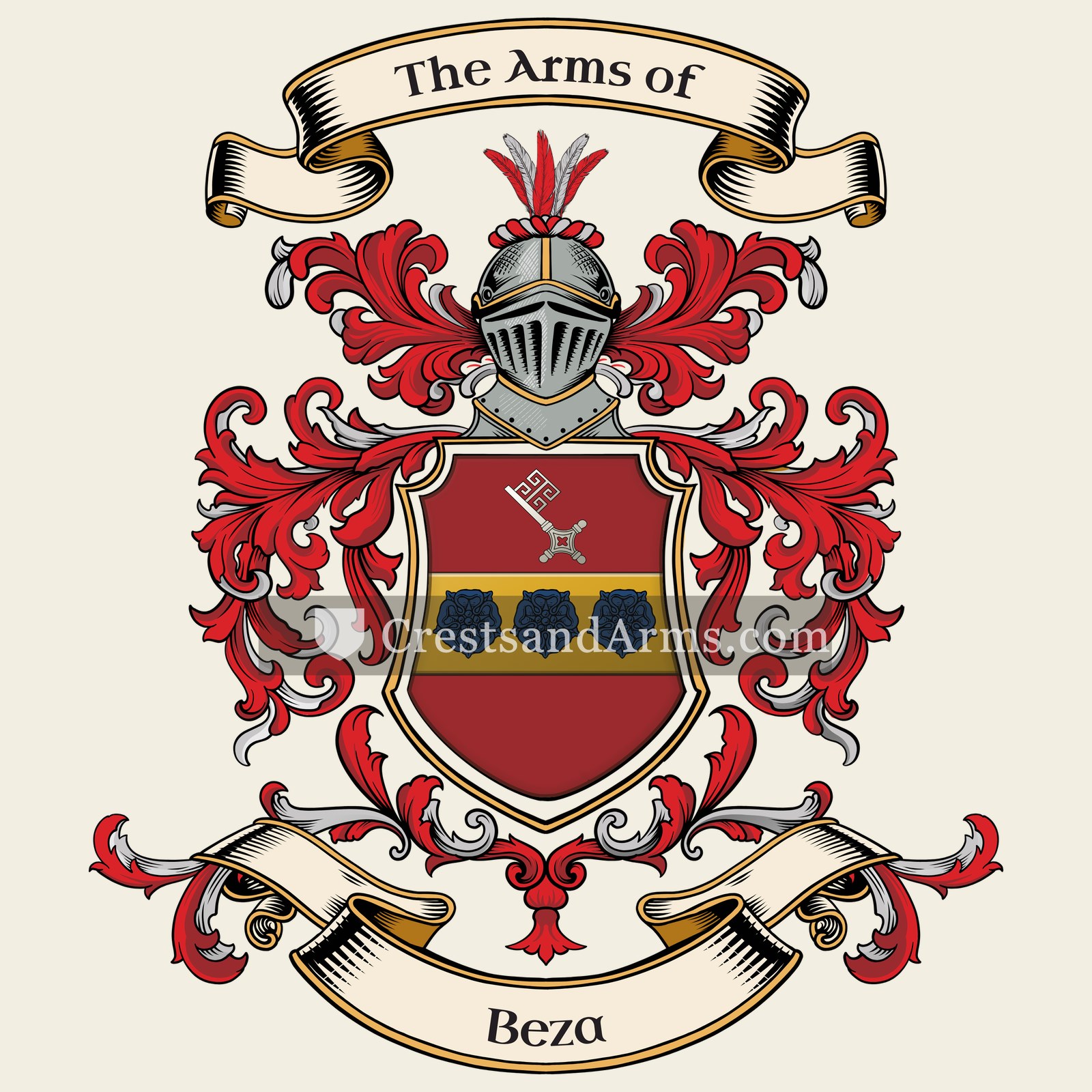 The Beza coat of arms, drawn from the recorded blazon