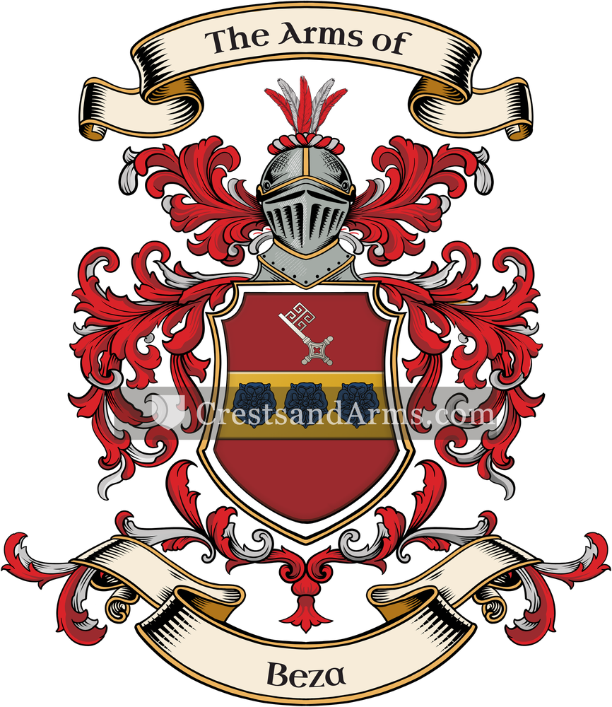 The Beza coat of arms, drawn from the recorded blazon