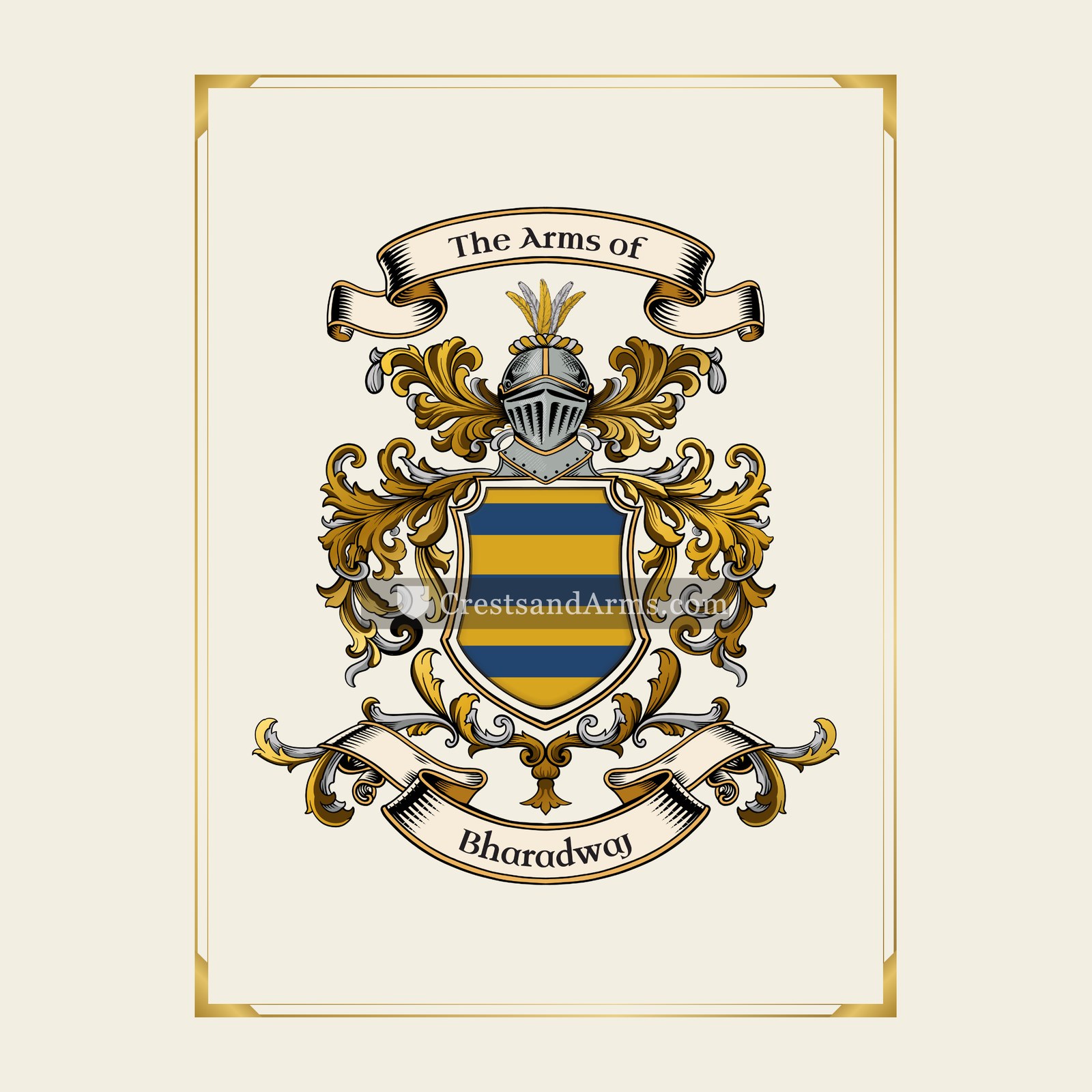 With gold border