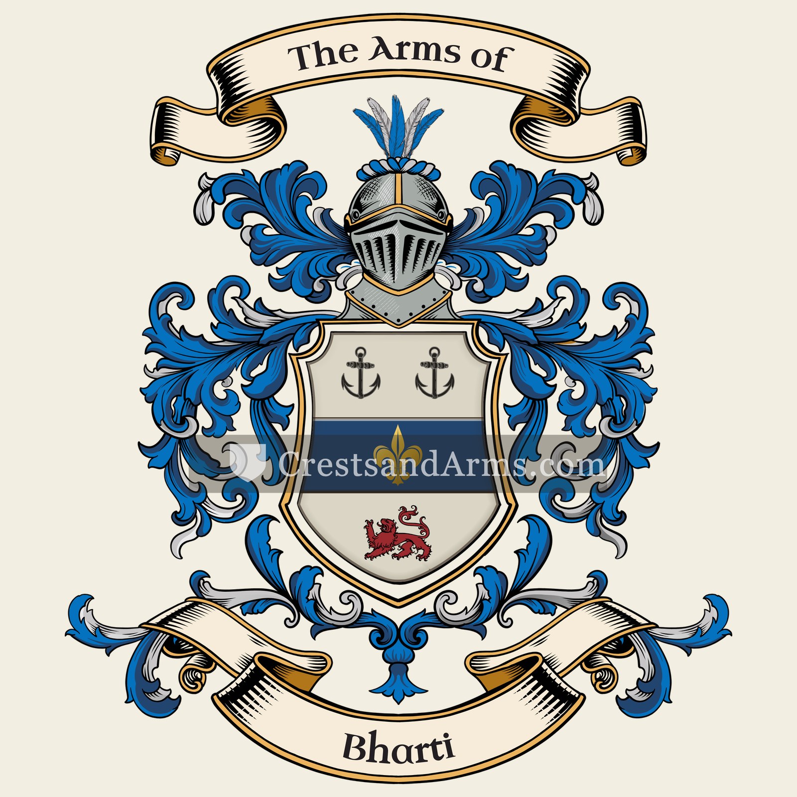 The Bharti coat of arms, drawn from the recorded blazon