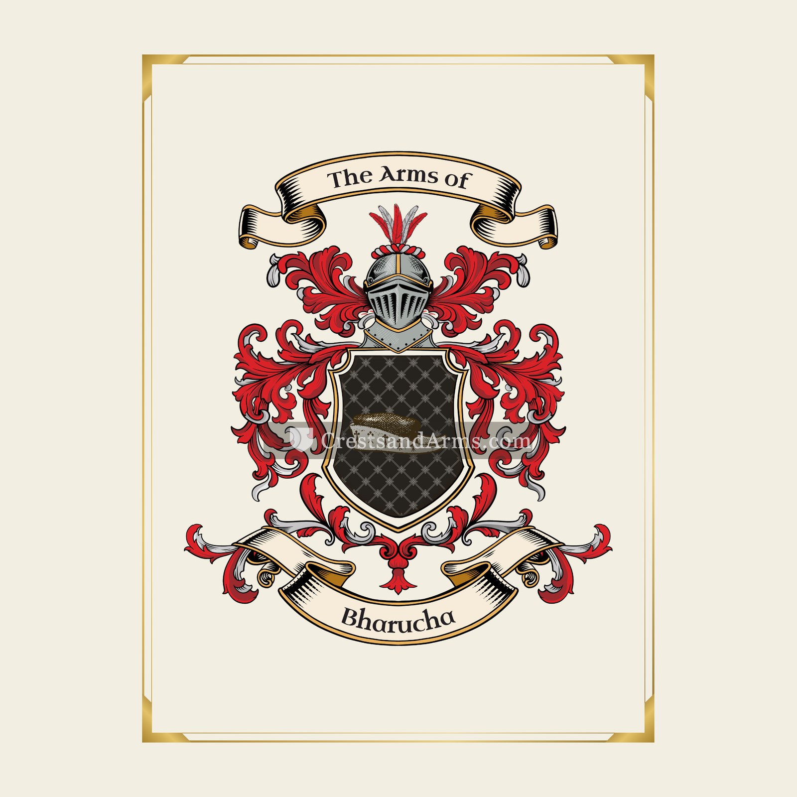 With gold border