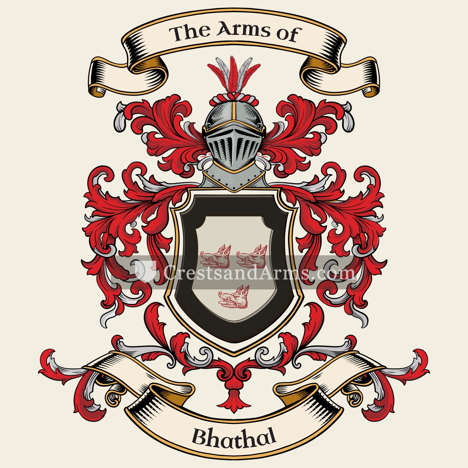 The Bhathal coat of arms, drawn from the recorded blazon