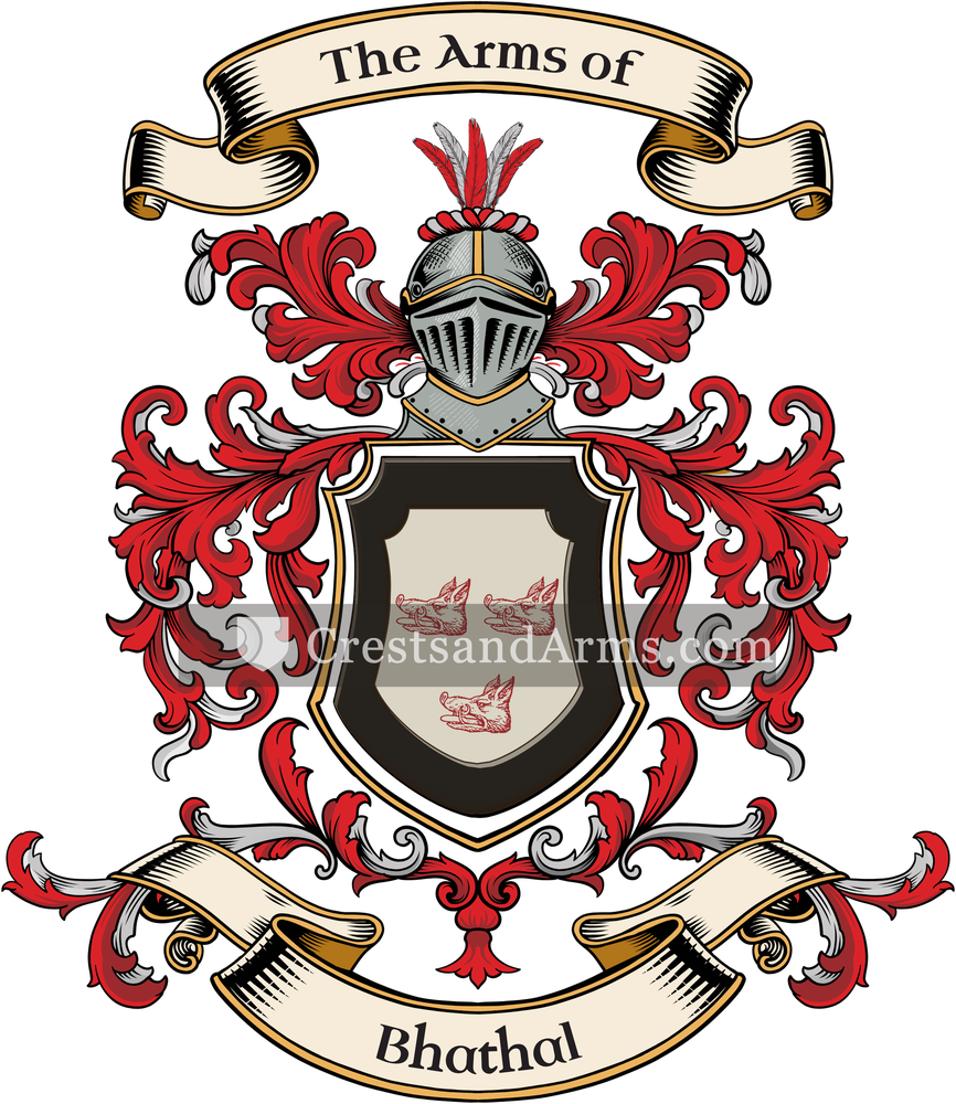 The Bhathal coat of arms, drawn from the recorded blazon