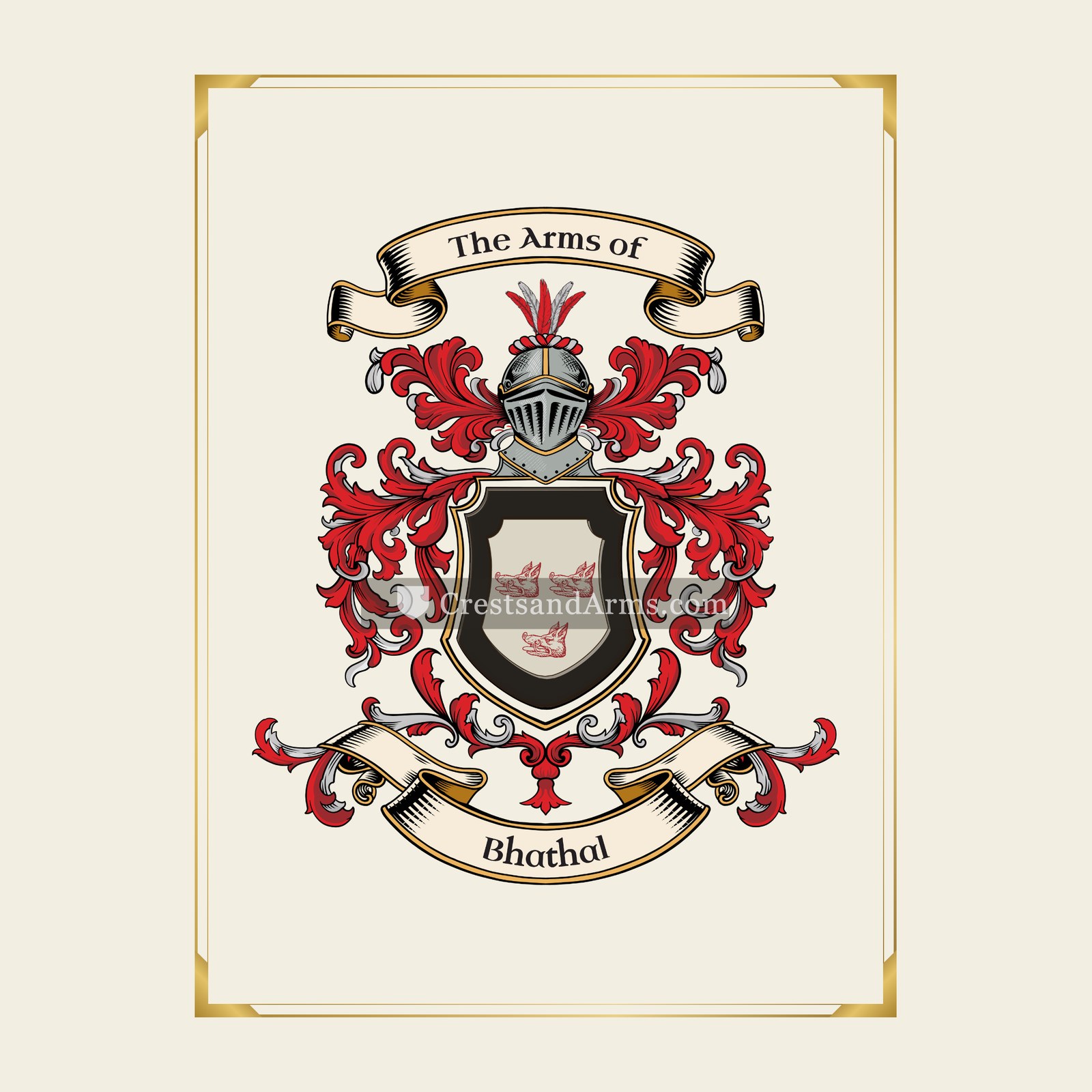With gold border