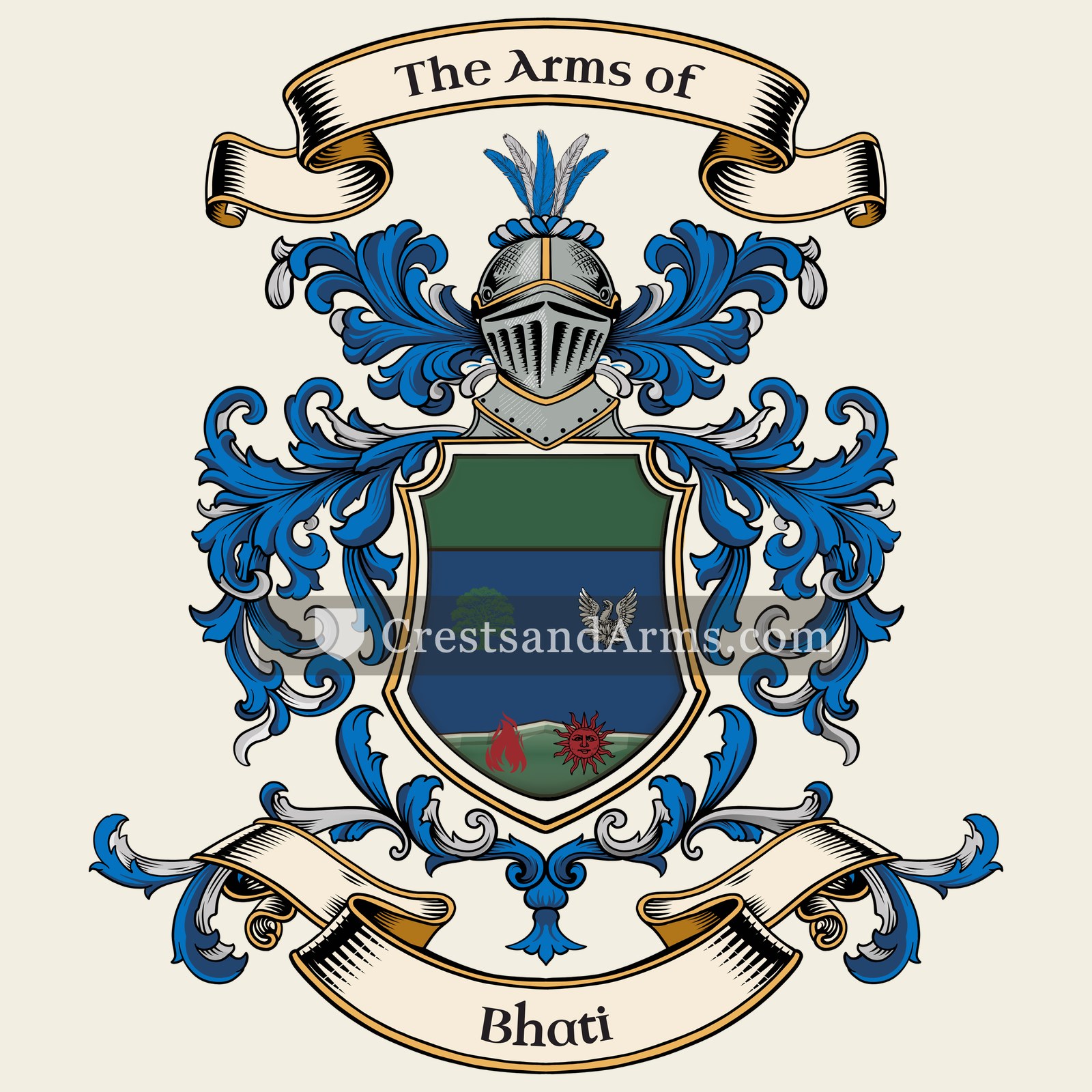 The Bhati coat of arms, drawn from the recorded blazon