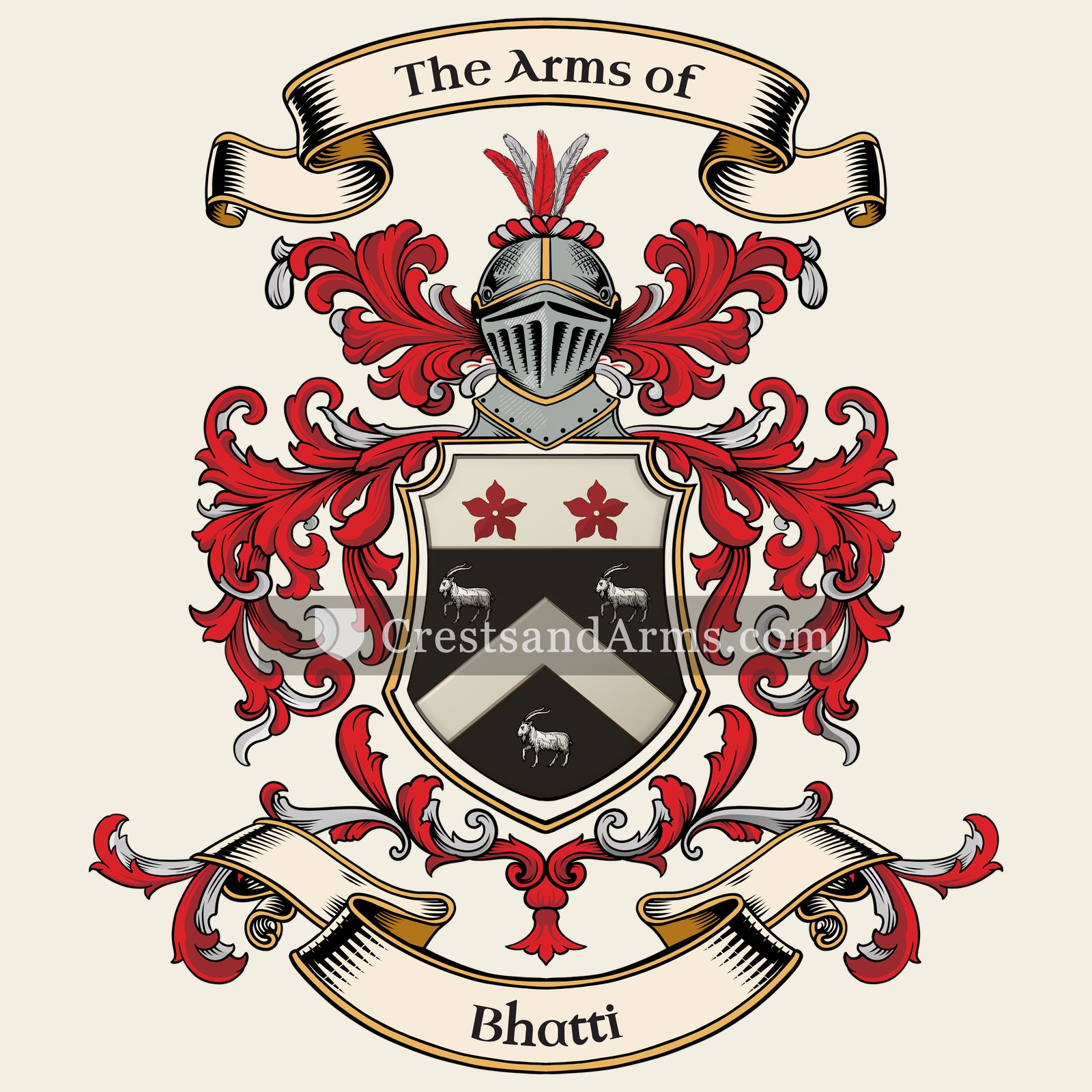 The Bhatti coat of arms, drawn from the recorded blazon