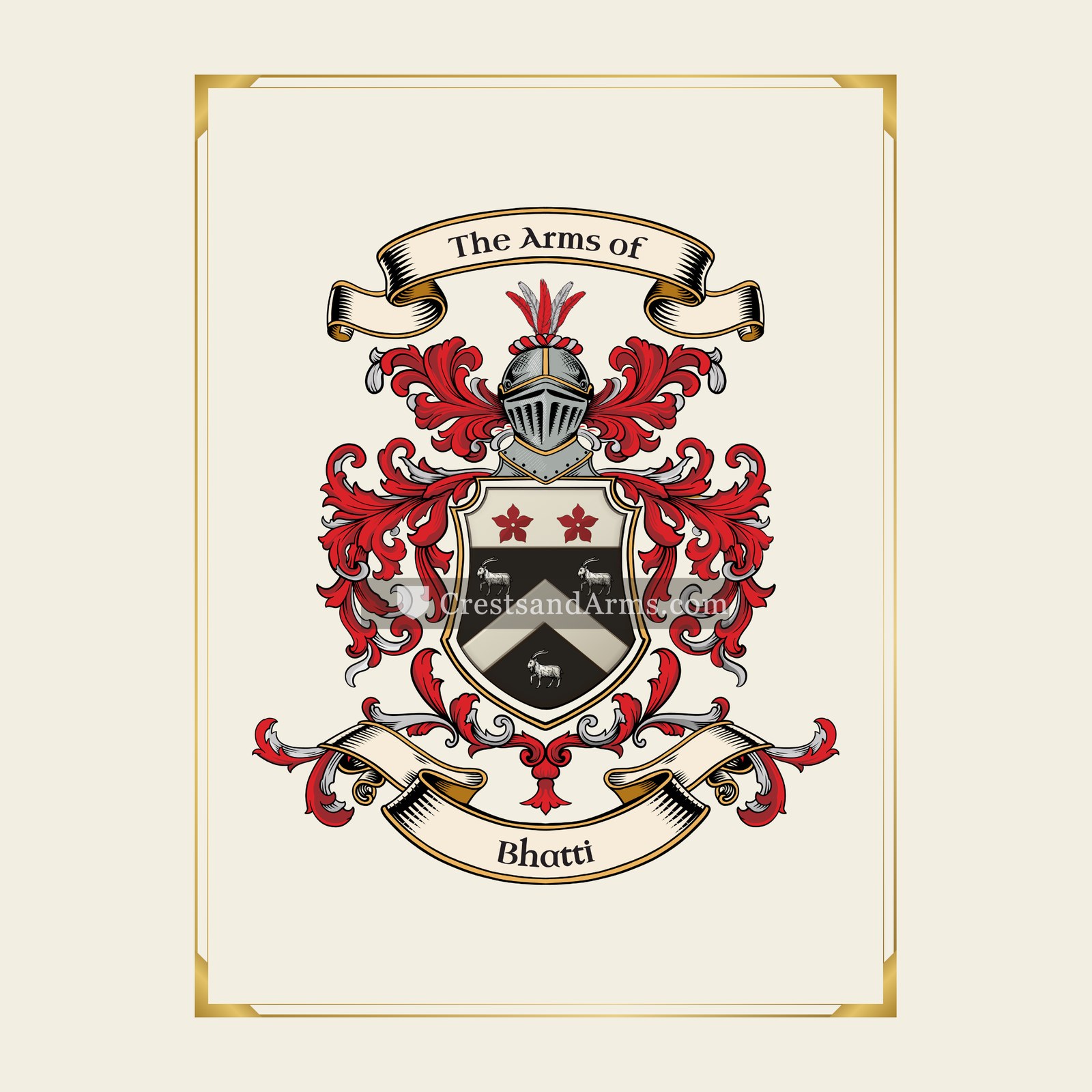 With gold border