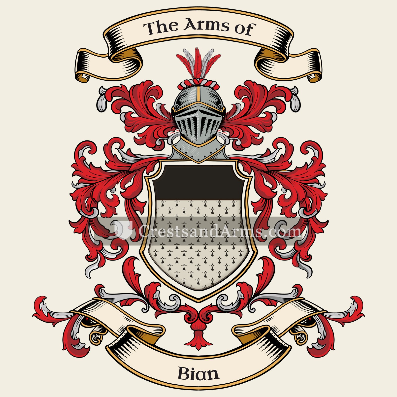 The Bian coat of arms, drawn from the recorded blazon