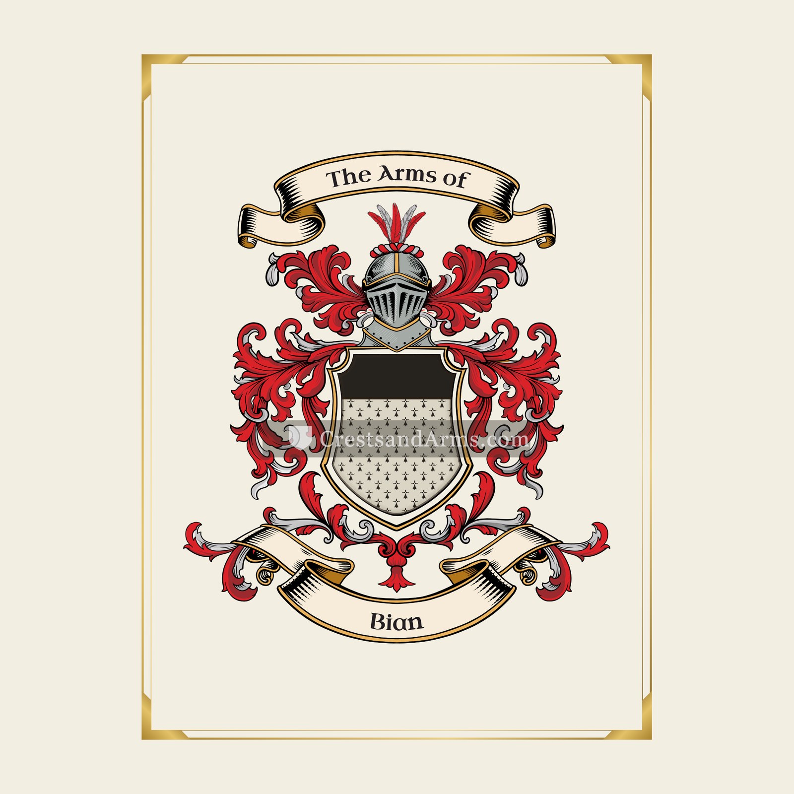 With gold border