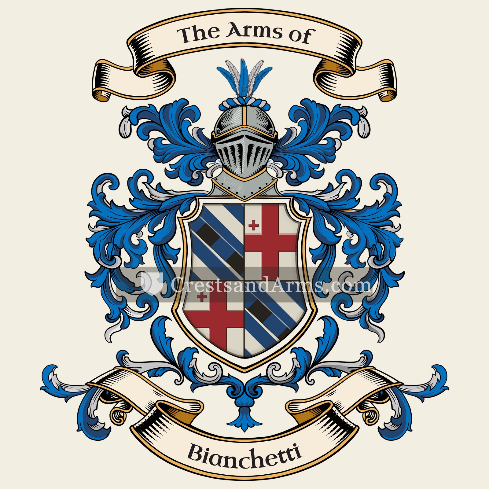 The Bianchetti coat of arms, drawn from the recorded blazon