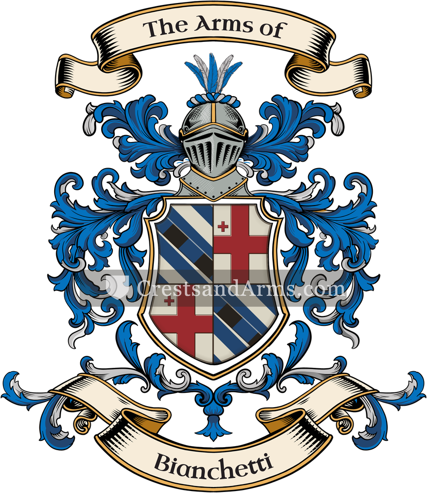 The Bianchetti coat of arms, drawn from the recorded blazon