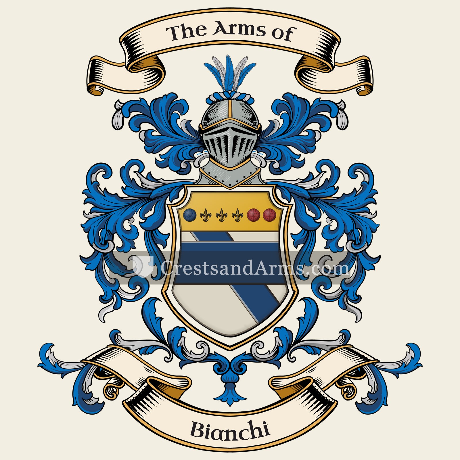 The Bianchi coat of arms, drawn from the recorded blazon
