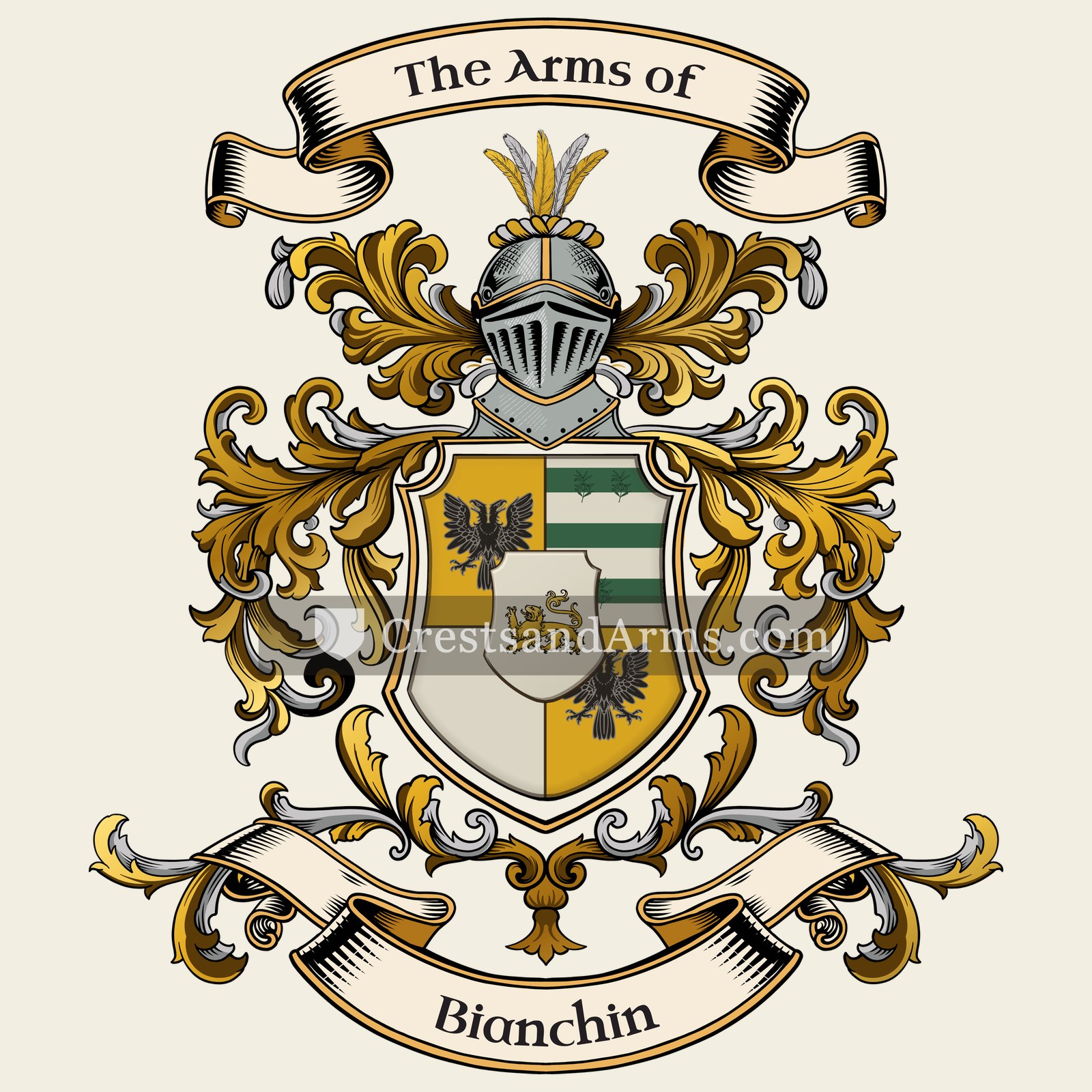 The Bianchin coat of arms, drawn from the recorded blazon