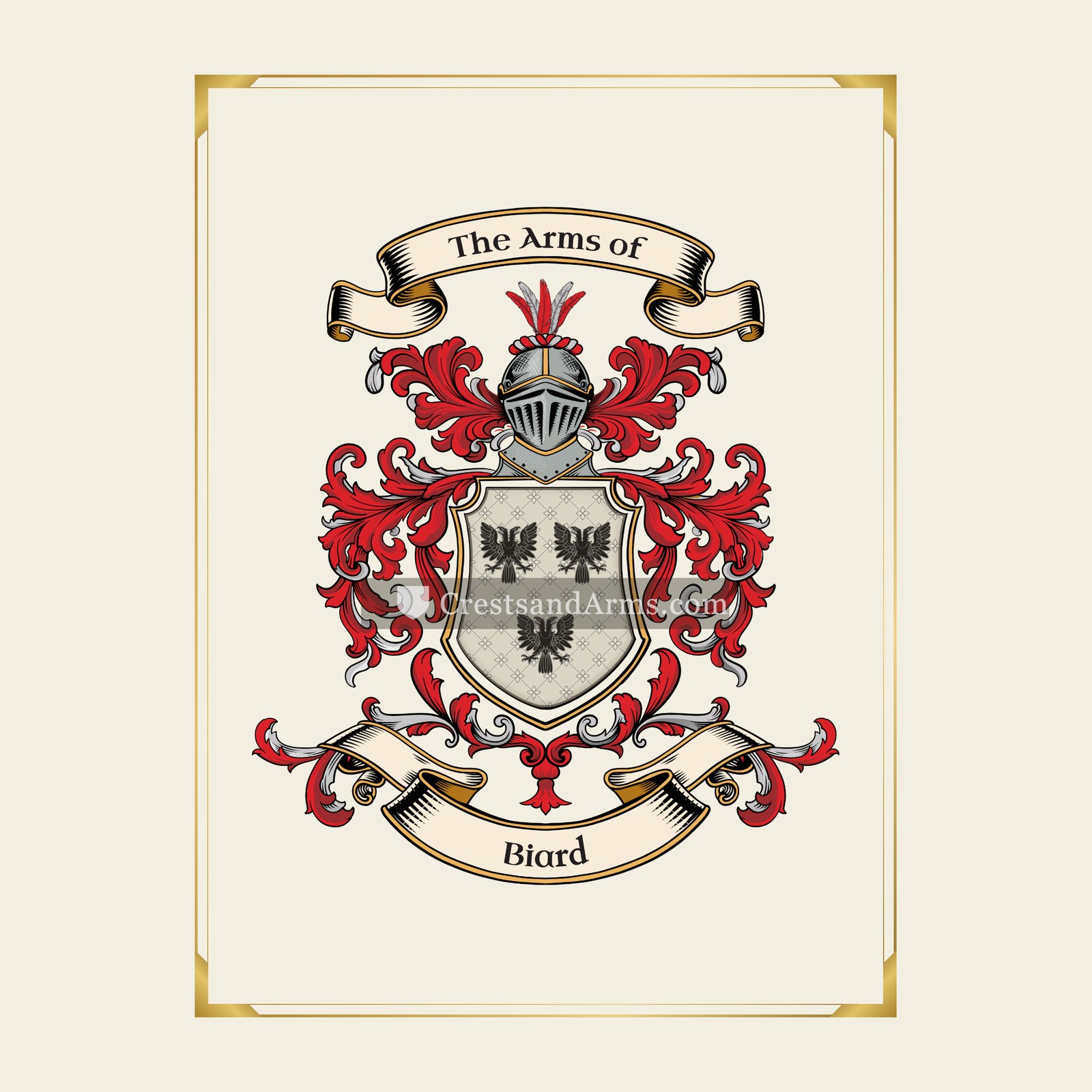 With gold border