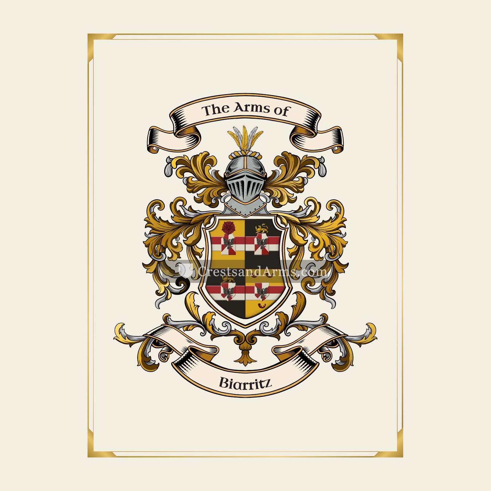 With gold border