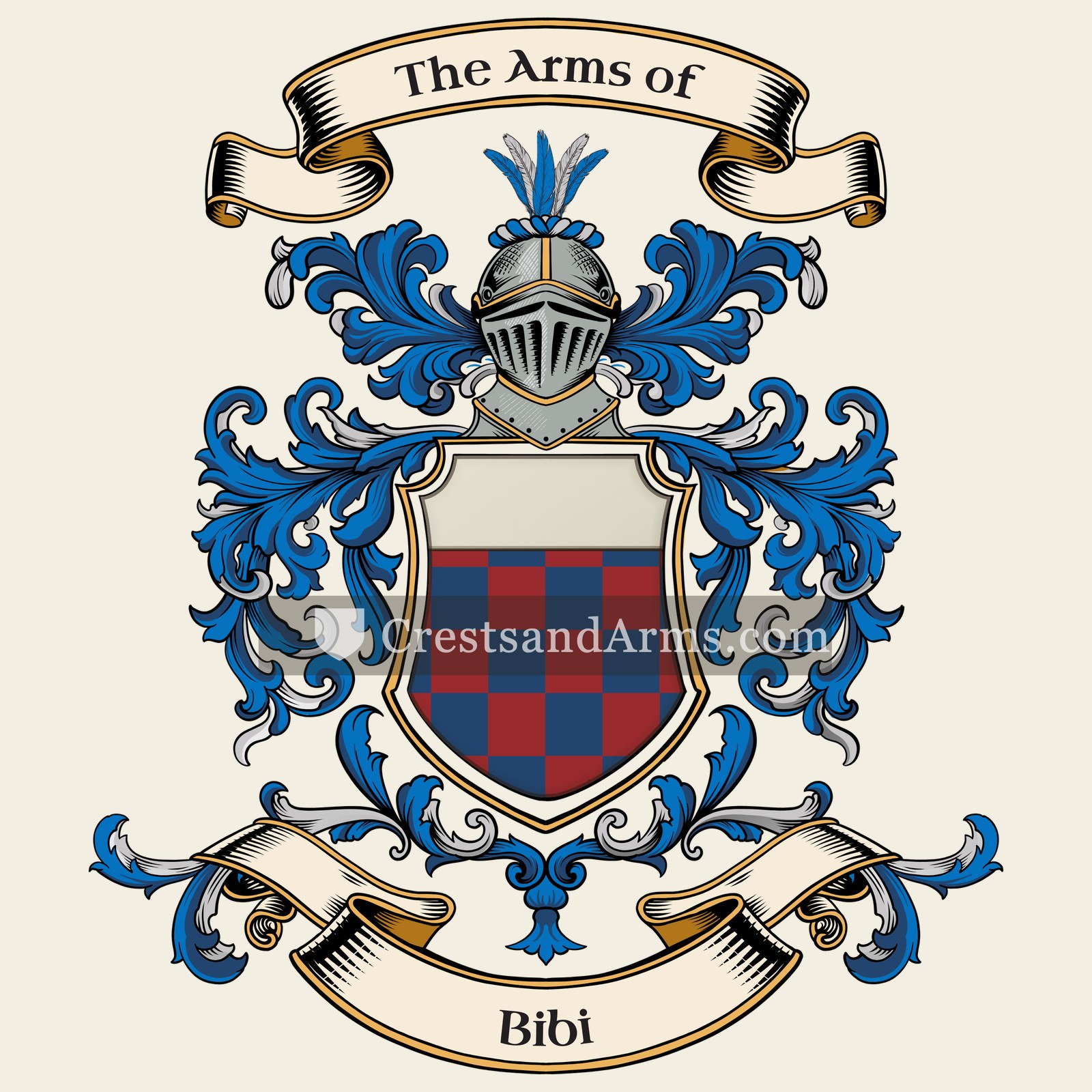 The Bibi coat of arms, drawn from the recorded blazon