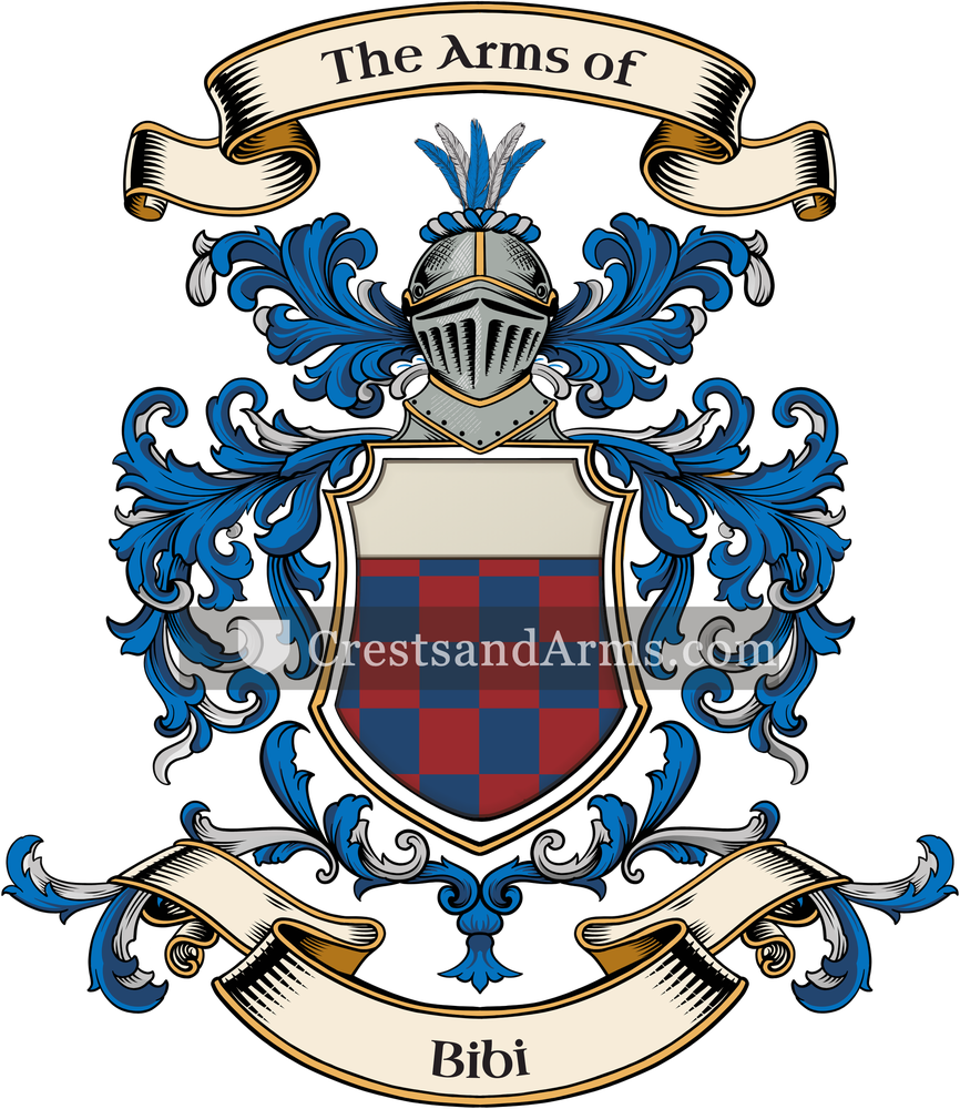 The Bibi coat of arms, drawn from the recorded blazon