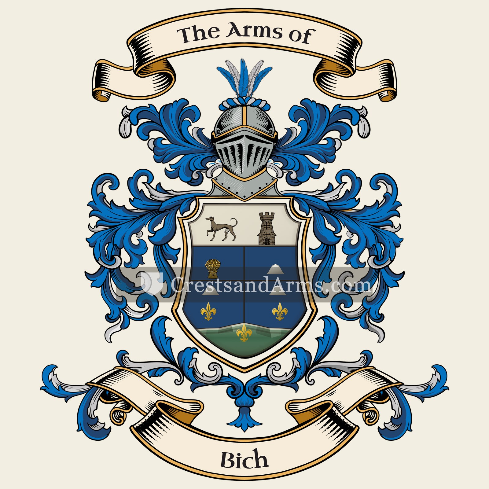 The Bich coat of arms, drawn from the recorded blazon