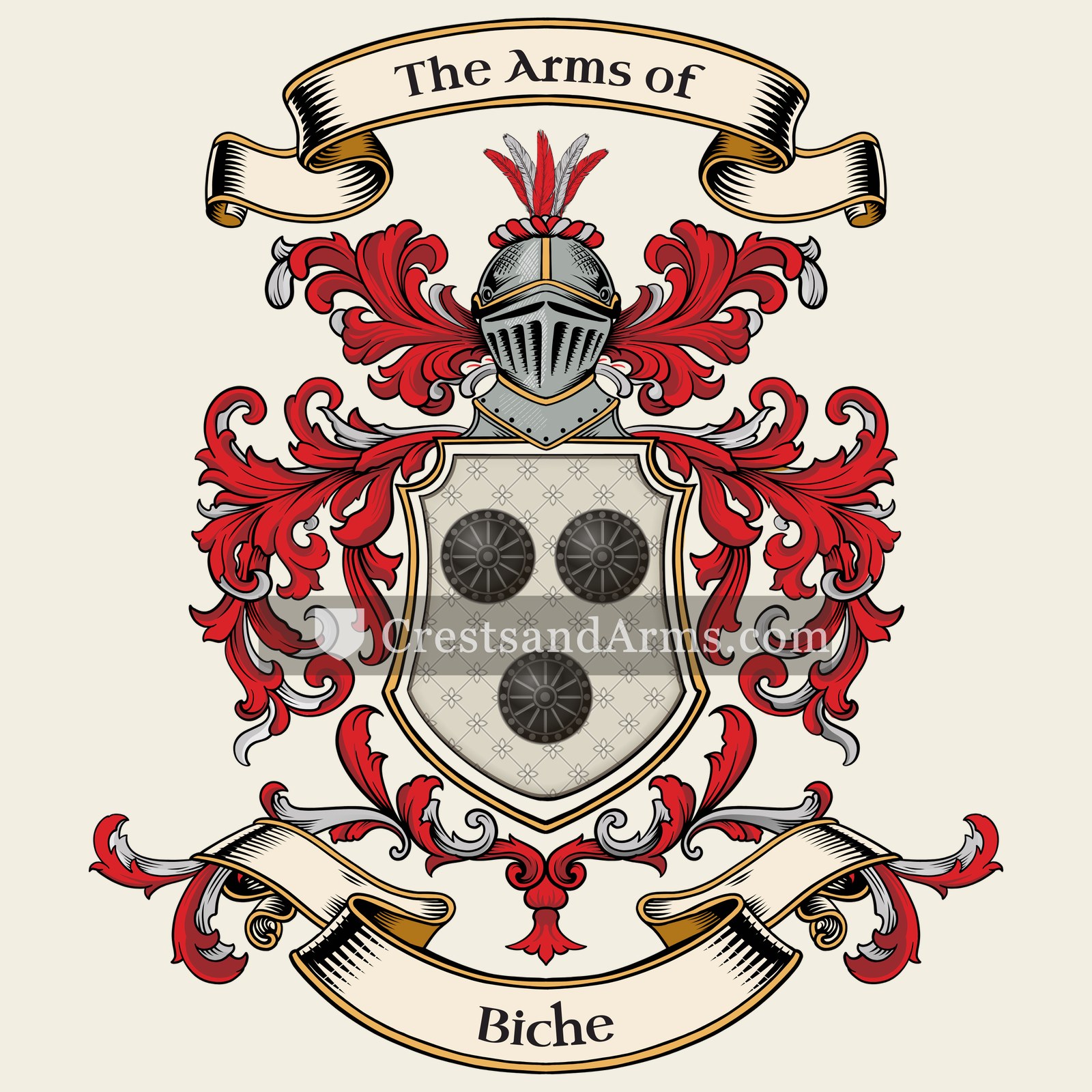 The Biche coat of arms, drawn from the recorded blazon
