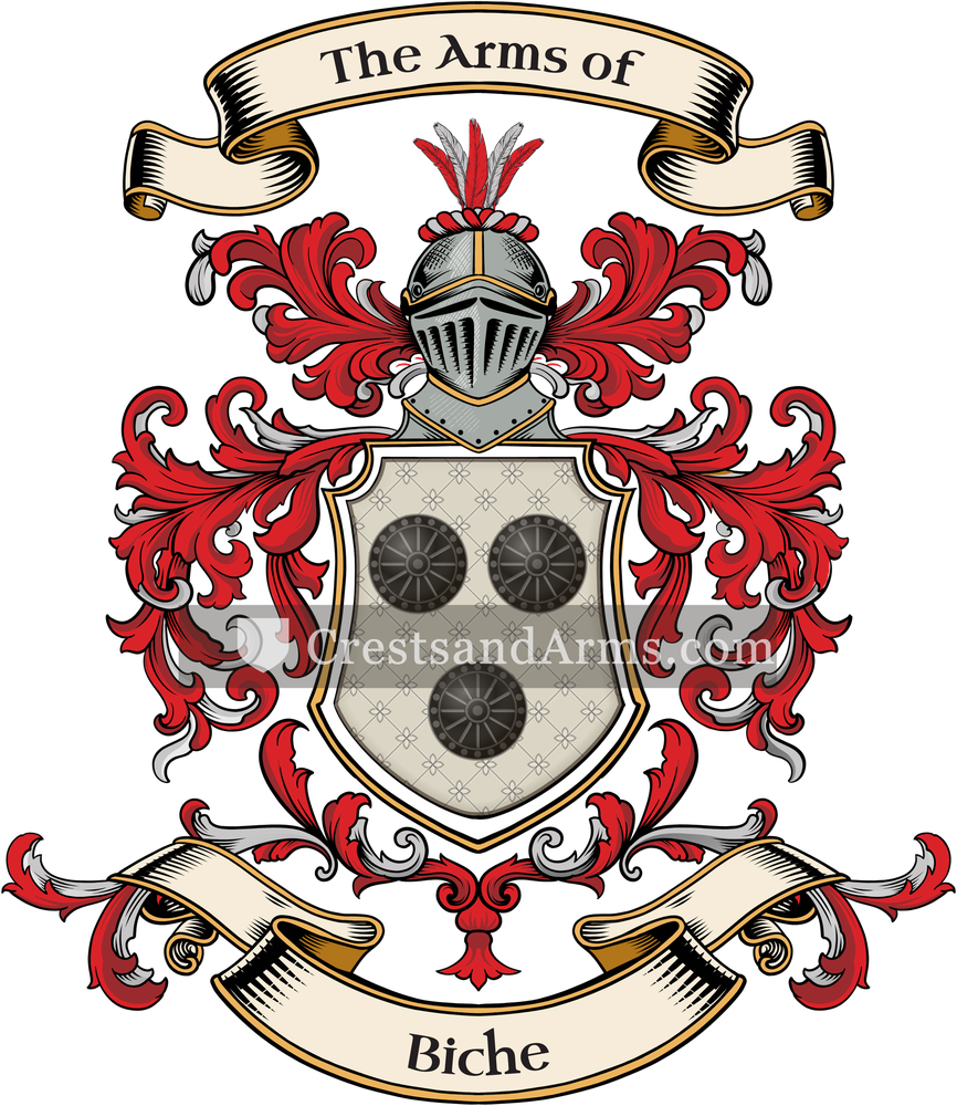 The Biche coat of arms, drawn from the recorded blazon