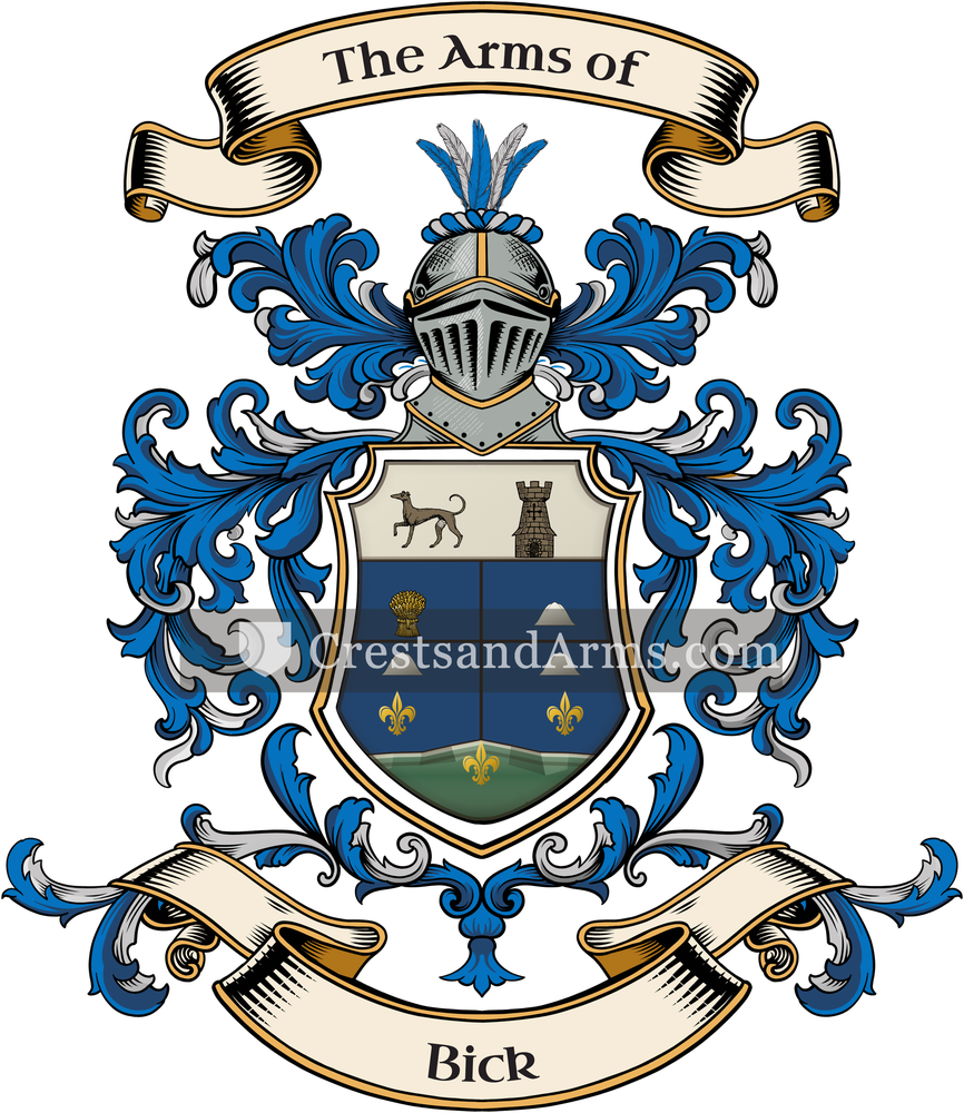 The Bick coat of arms, drawn from the recorded blazon