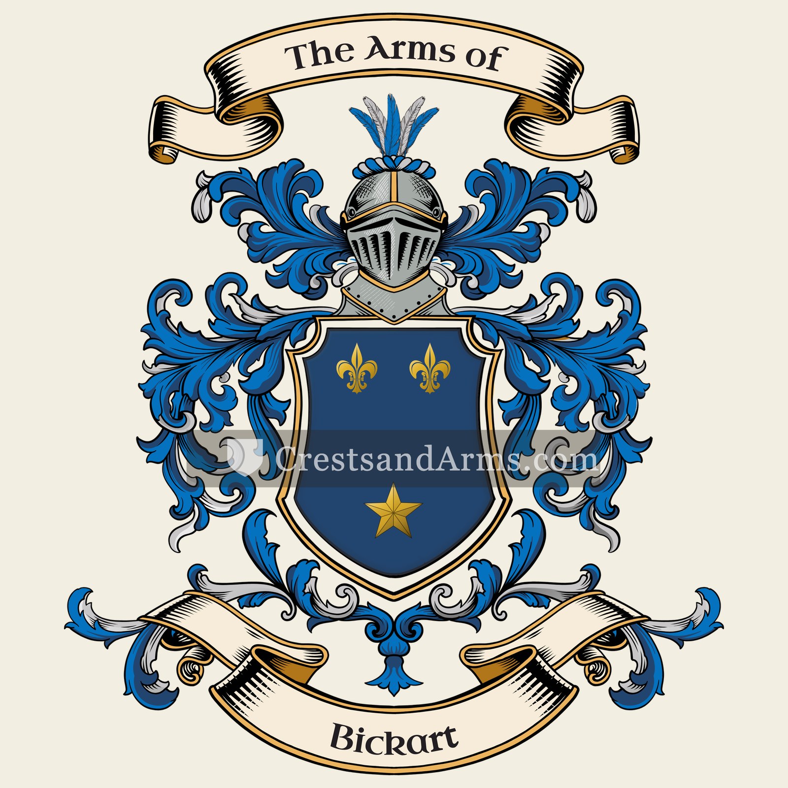The Bickart coat of arms, drawn from the recorded blazon