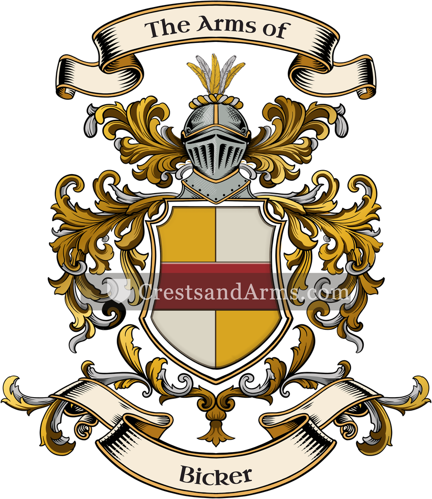 The Bicker coat of arms, drawn from the recorded blazon
