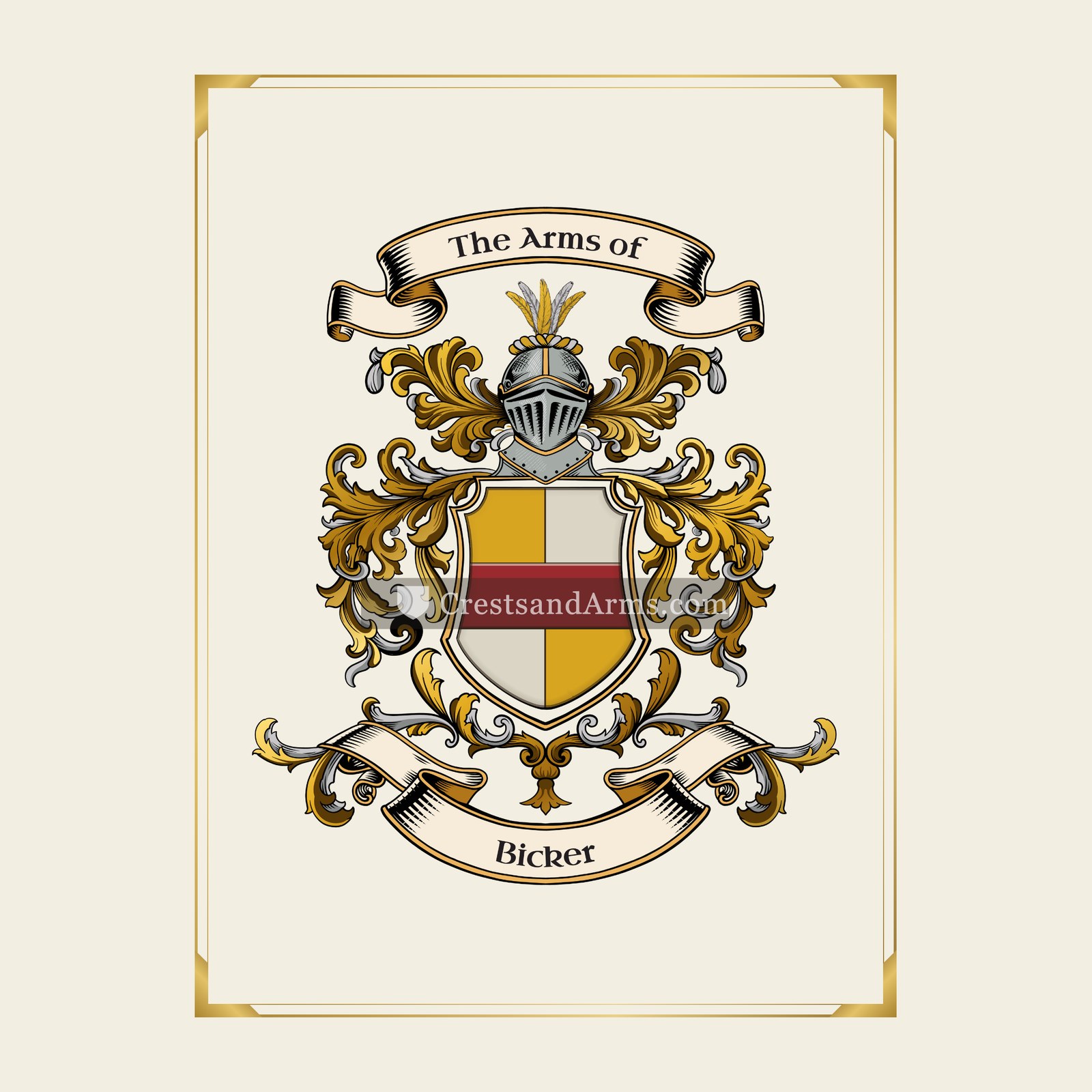 With gold border