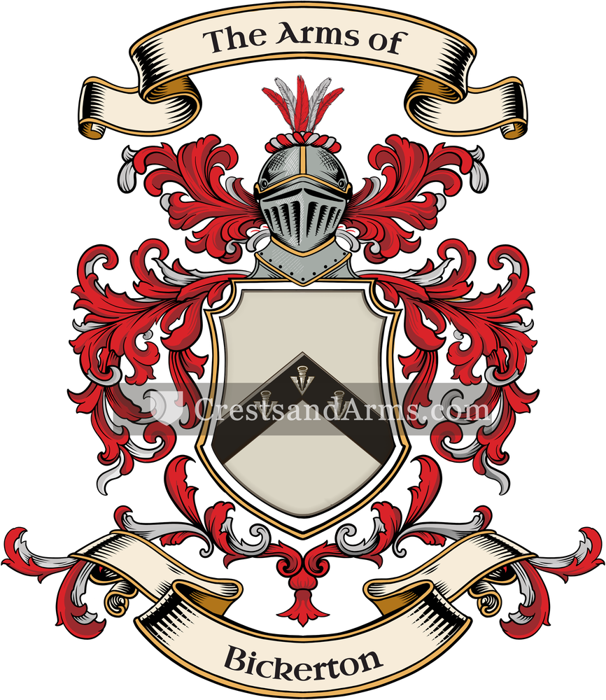 The Bickerton coat of arms, drawn from the recorded blazon
