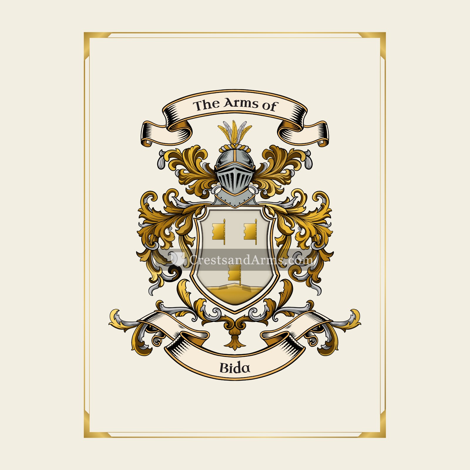 With gold border