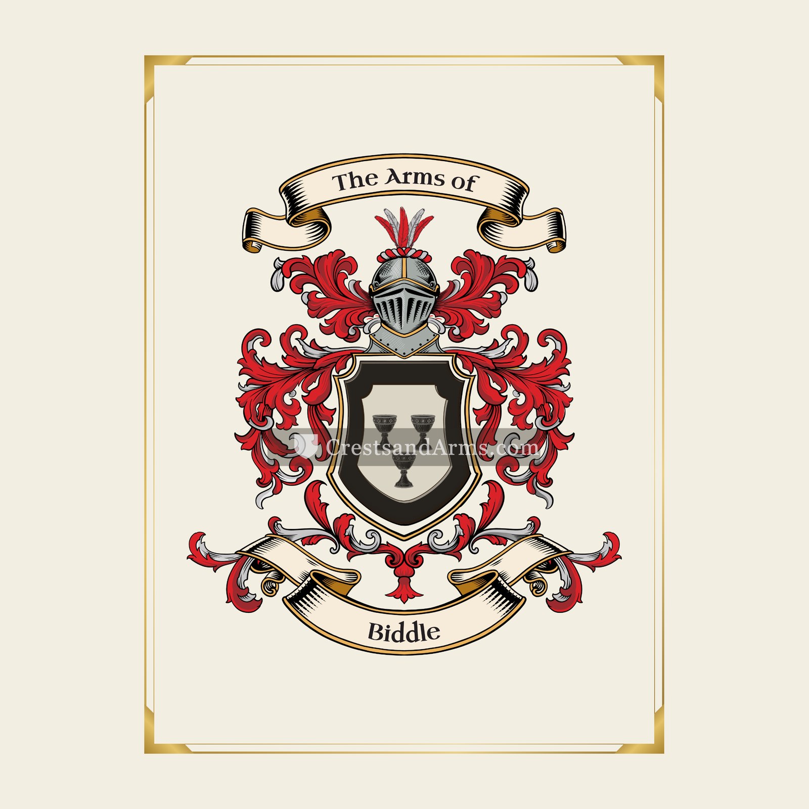 With gold border