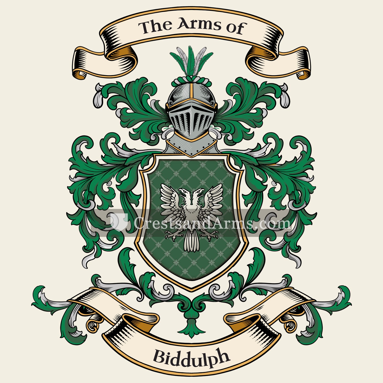 The Biddulph coat of arms, drawn from the recorded blazon