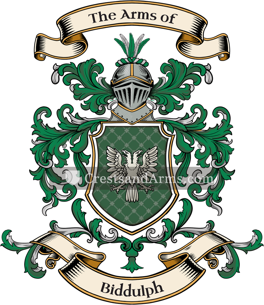The Biddulph coat of arms, drawn from the recorded blazon
