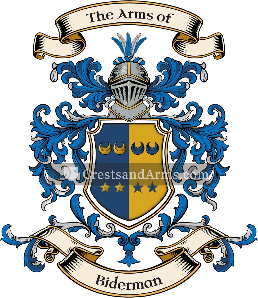 The Biderman coat of arms, drawn from the recorded blazon