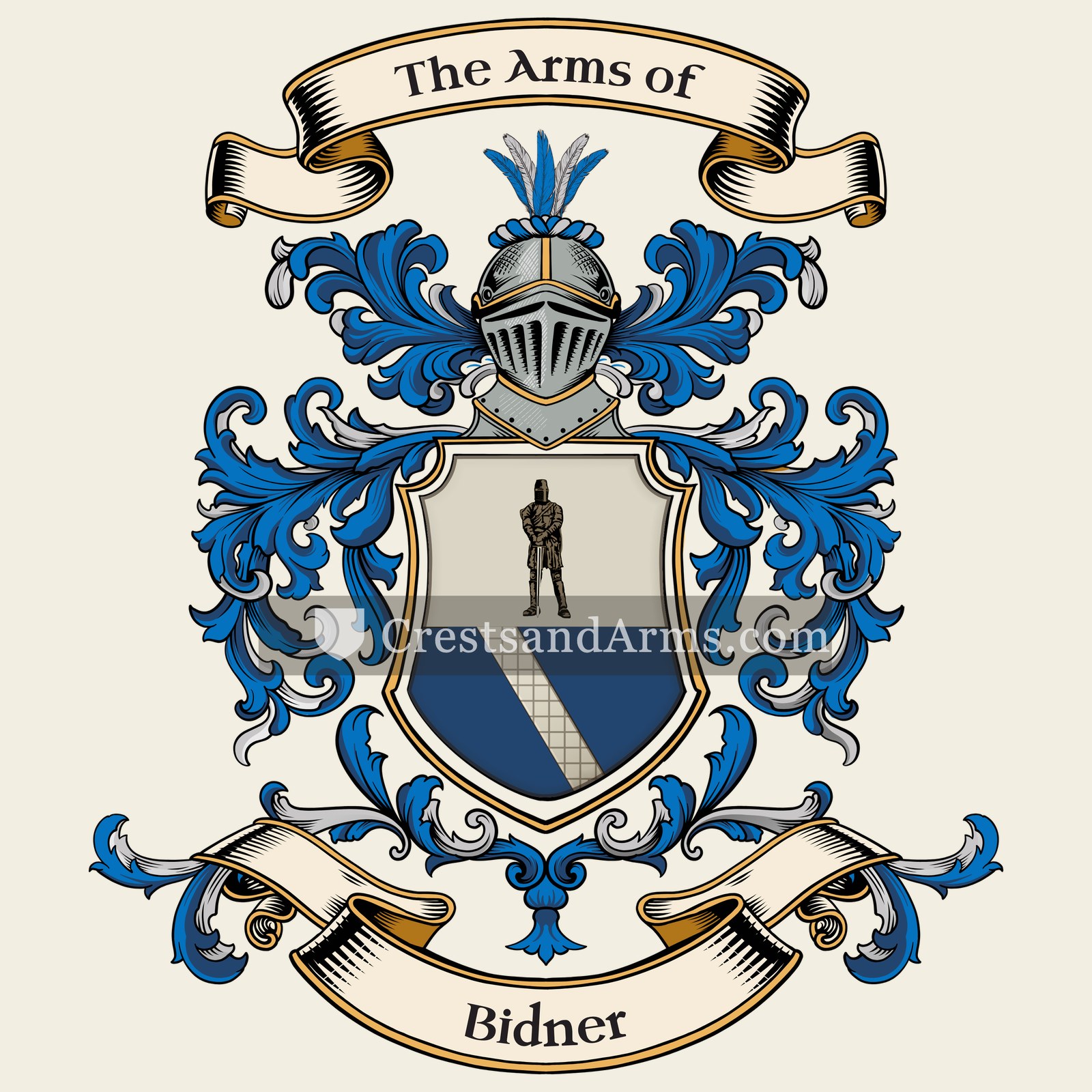 The Bidner coat of arms, drawn from the recorded blazon